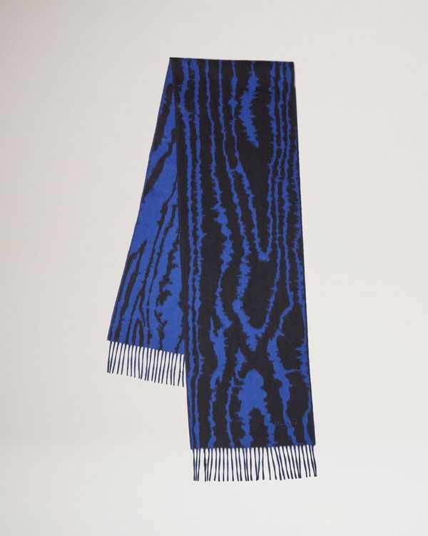 Cashmere Blend Moire Scarf | Sapphire & Black Cashmere Blend