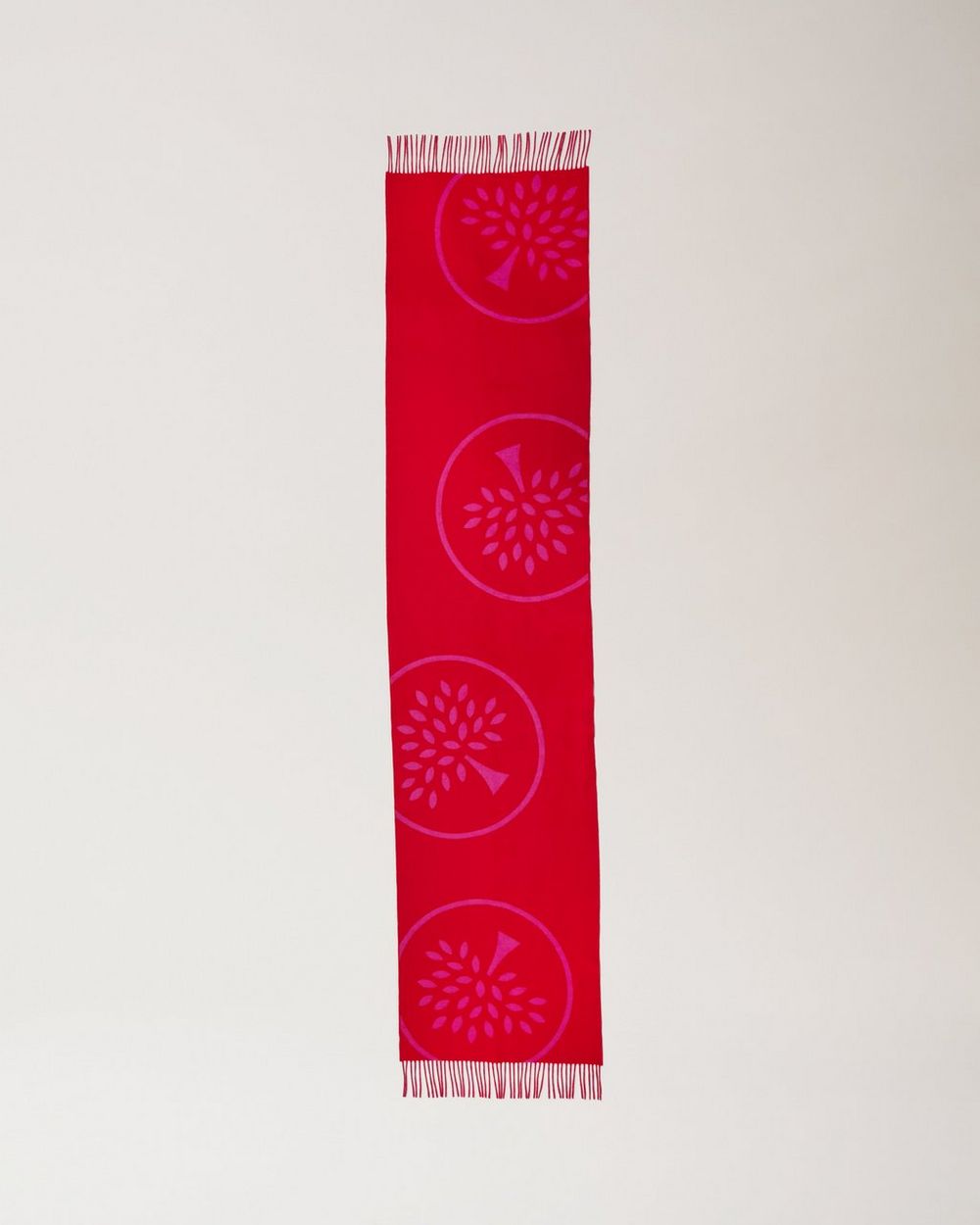 NWT Tory Burch Ribbed Merino Wool Logo Long Scarf & Hat Set Red