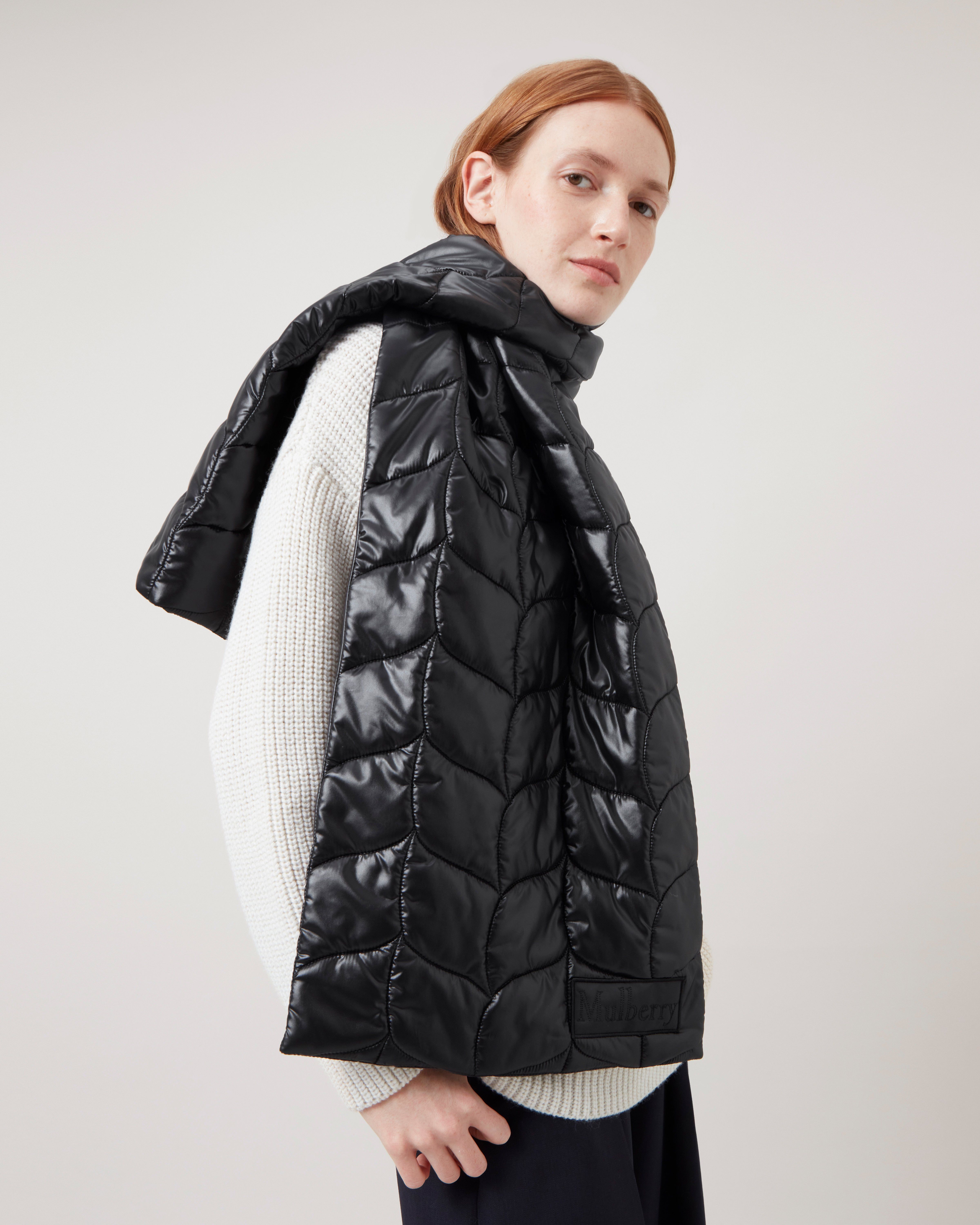 Softie Quilted Nylon Scarf | Black Recycled Nylon | Softie Outerwear ...
