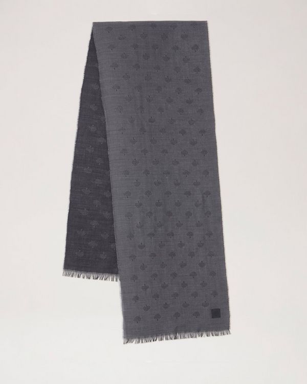 Mulberry Tree Jacquard Rectangular Scarf, Charcoal Wool Cotton Blend, Women