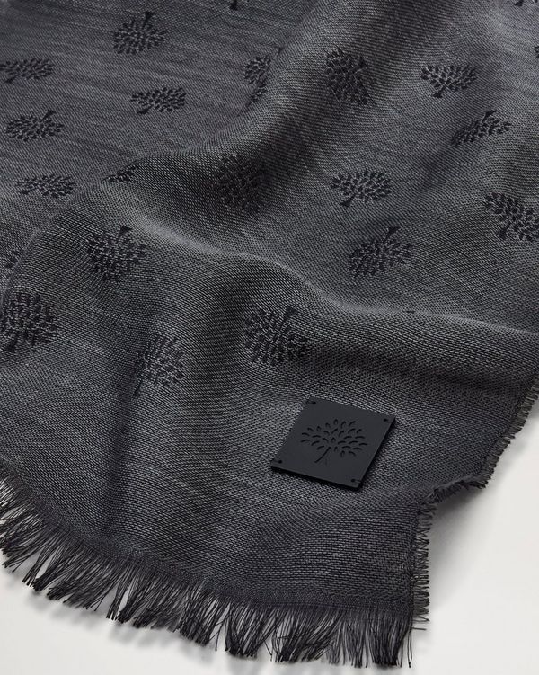 Mulberry Mulberry Tree Jacquard Rectangular Scarf - Charcoal