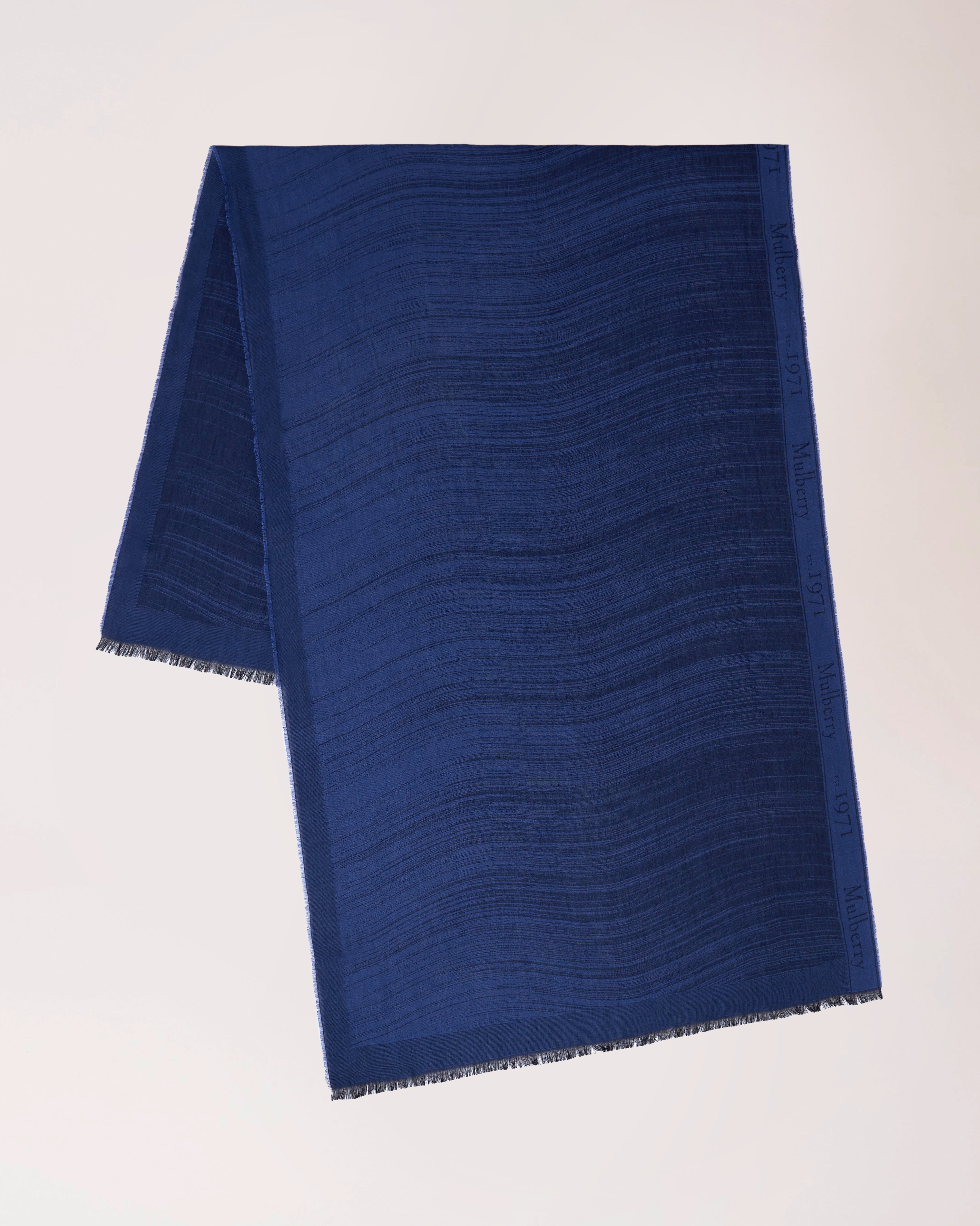 Wave Jacquard Logo Border Rectangular Scarf