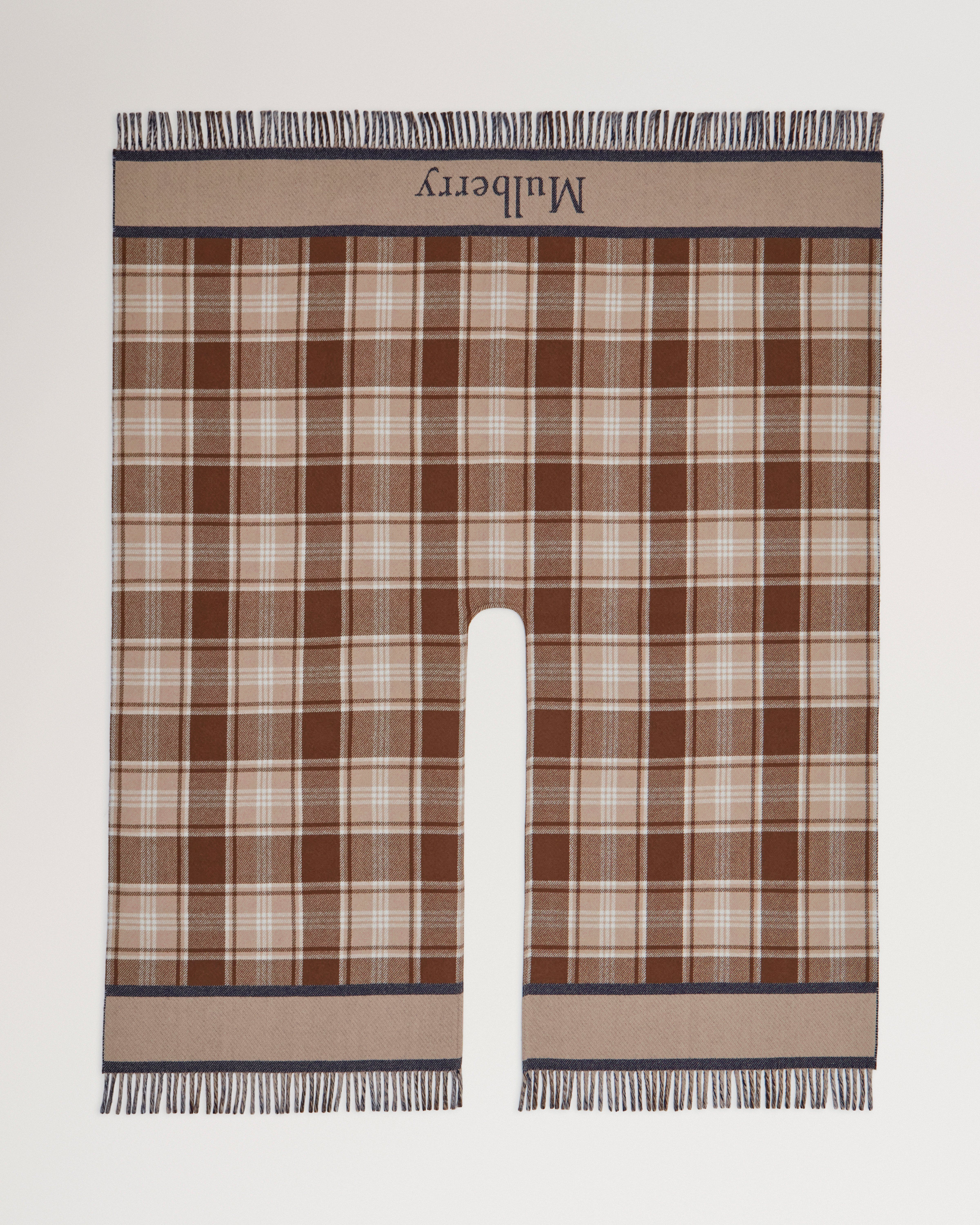 Check & Logo Lambswool Cape