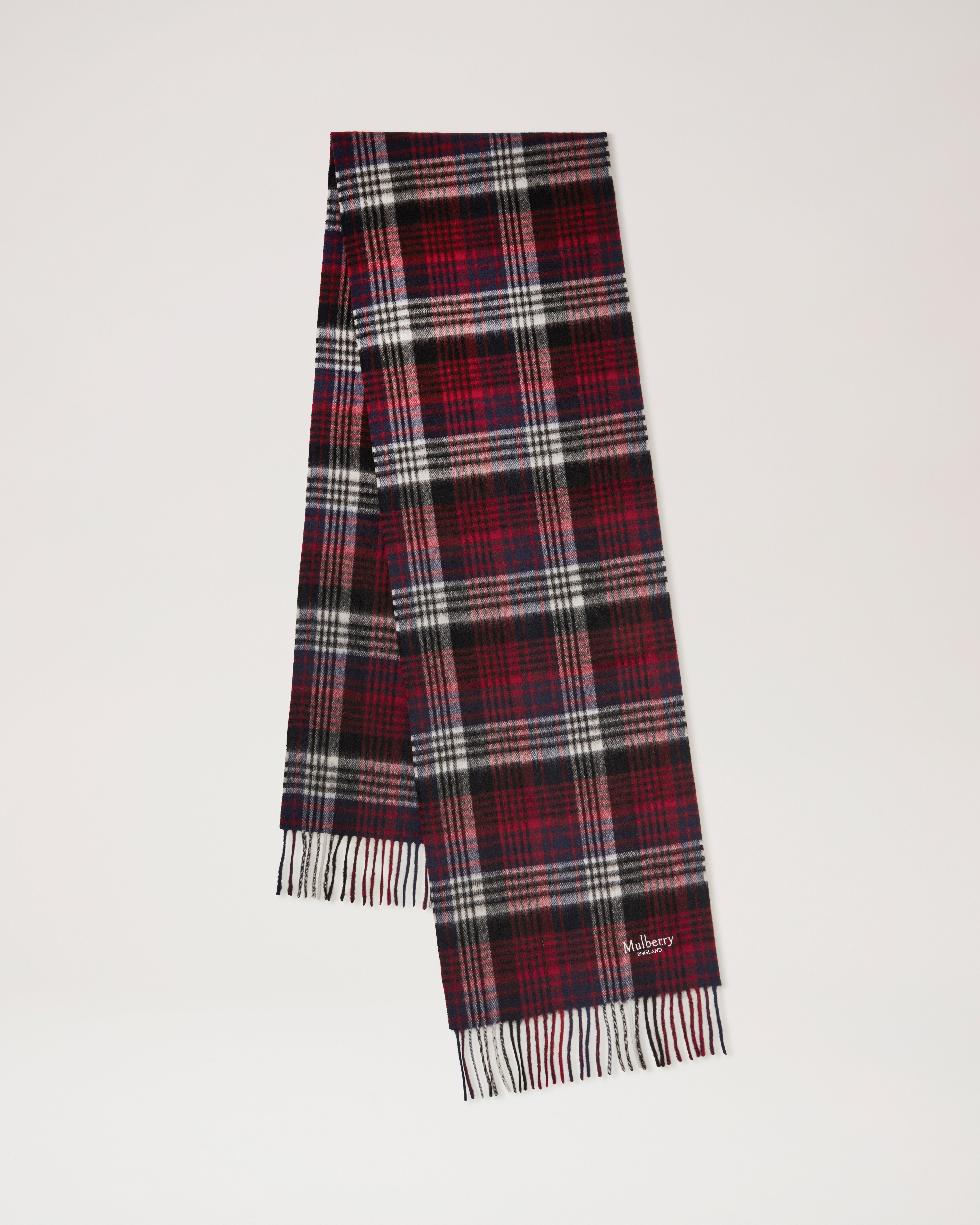 Mulberry Heritage Check Scarf | Navy & Lancaster Red Merino Wool