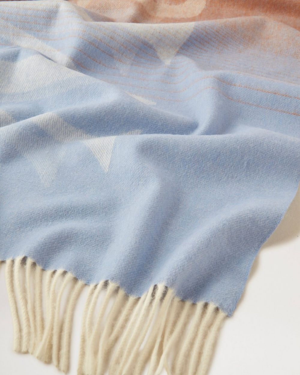 Mulberry Ombré Logo Merino Wool Scarf in Poplin Blue-Maple