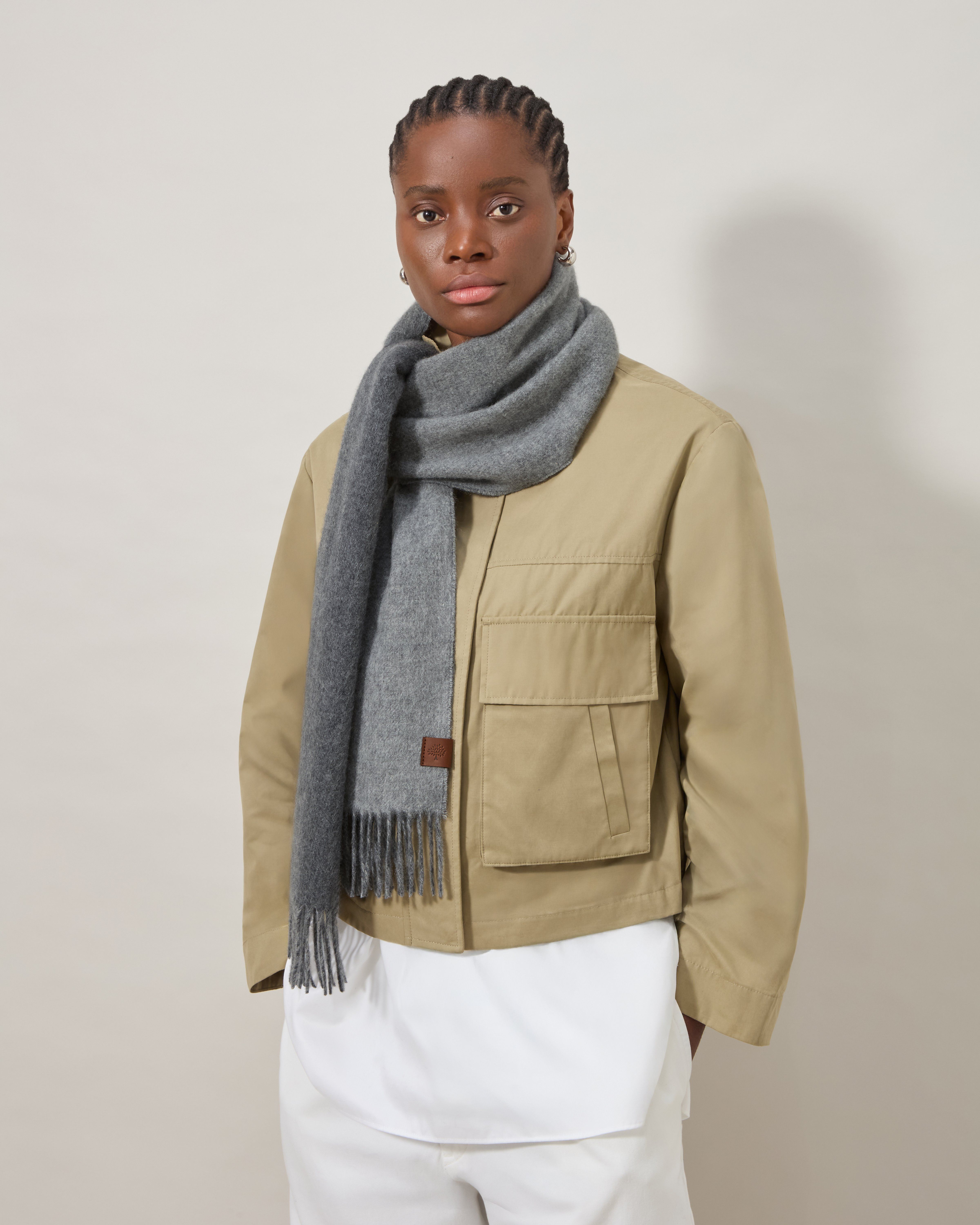 Mulberry | リバーシブル カシミヤ バイカラー マフラー | グレー