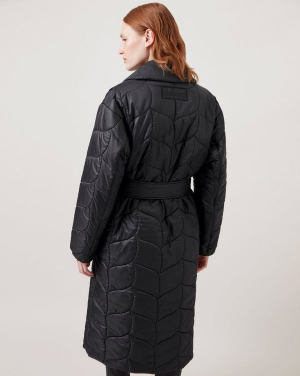 Softie Quilted Double Breasted Coat | Black Recycled Nylon