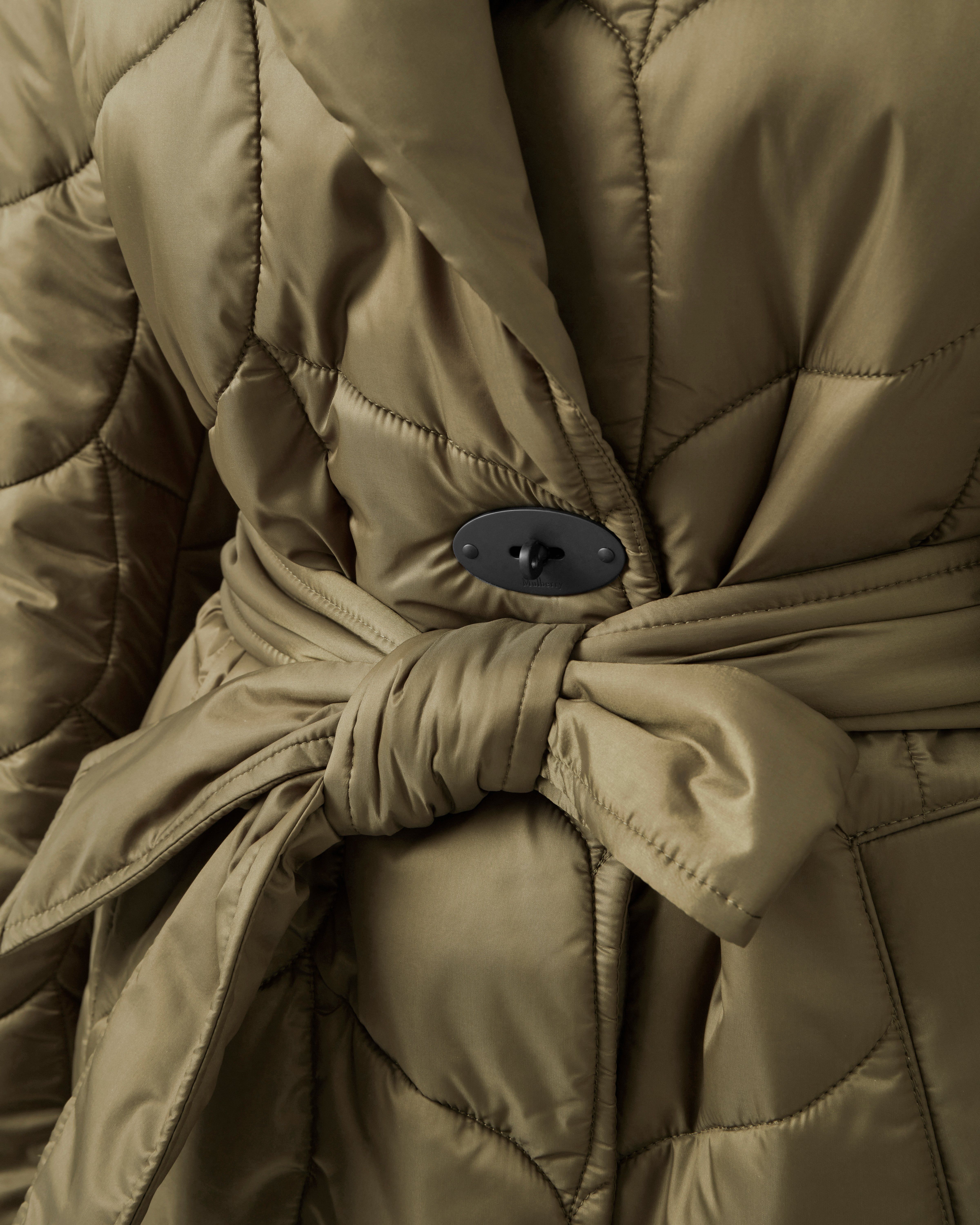 Softie Quilted Double Breasted Coat | Khaki Recycled Nylon | Softie  Outerwear Capsule Collection | Mulberry