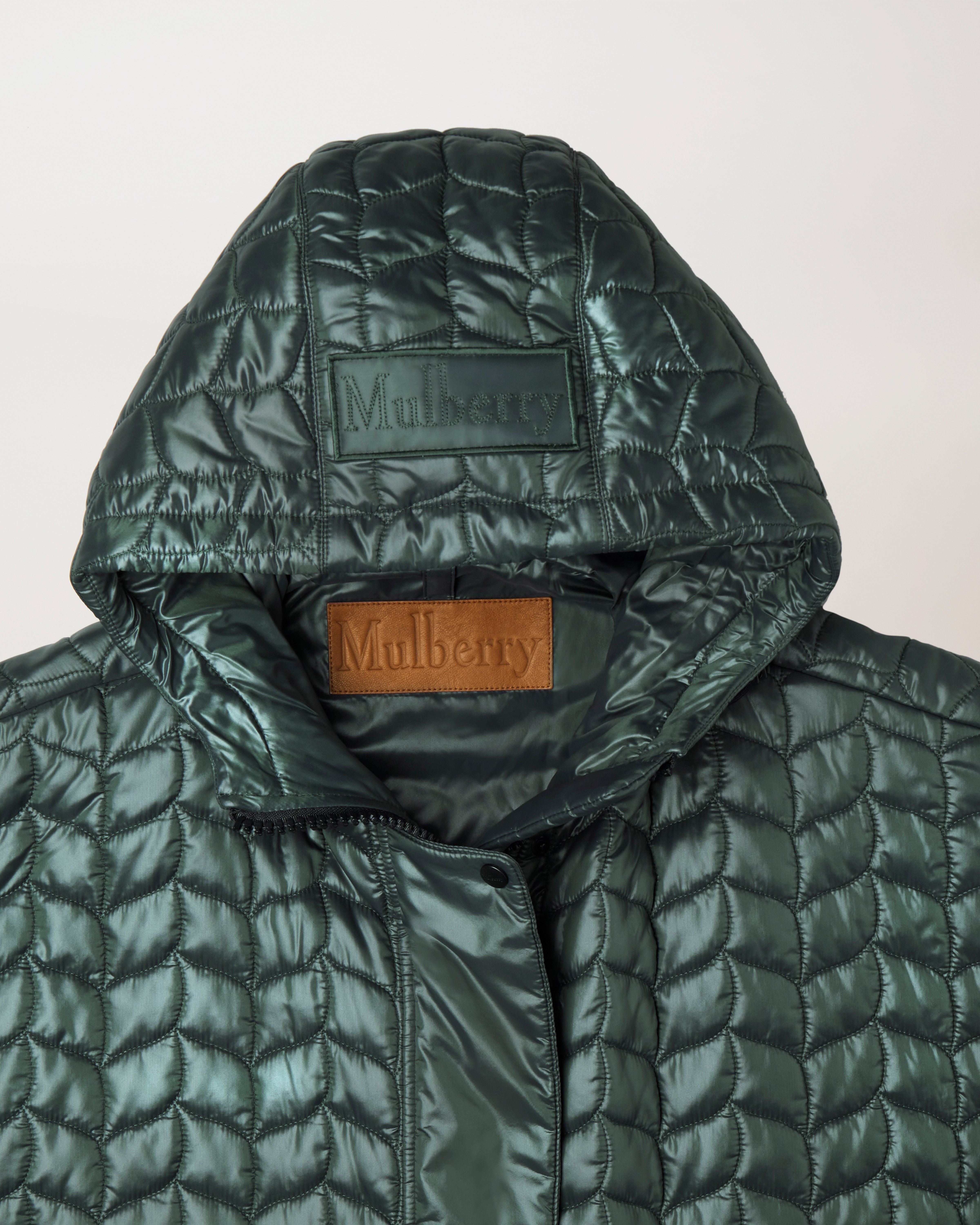 Softie Quilted Hooded Cape | Mulberry Green Recycled Nylon