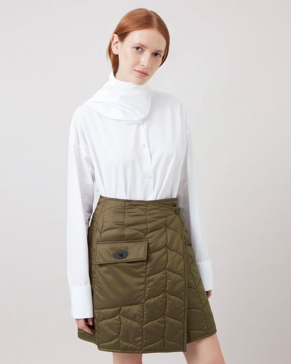 Softie Quilted Wrap Skirt | Khaki Recycled Nylon | Softie
