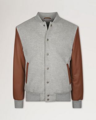 Mulberry x Eleventy Varsity Jacket | Grey Melange & Chestnut 