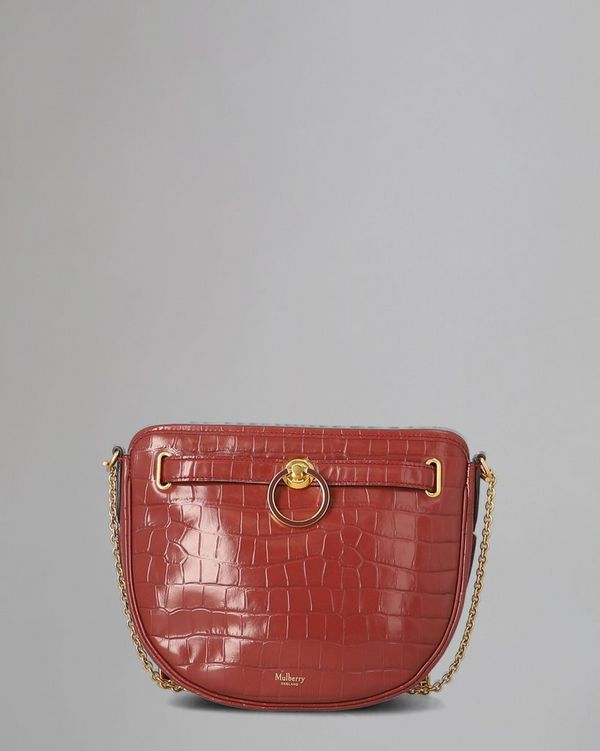 Mulberry | Brockwell | Pre-Loved | Venetian Red Shiny Croc | Pre