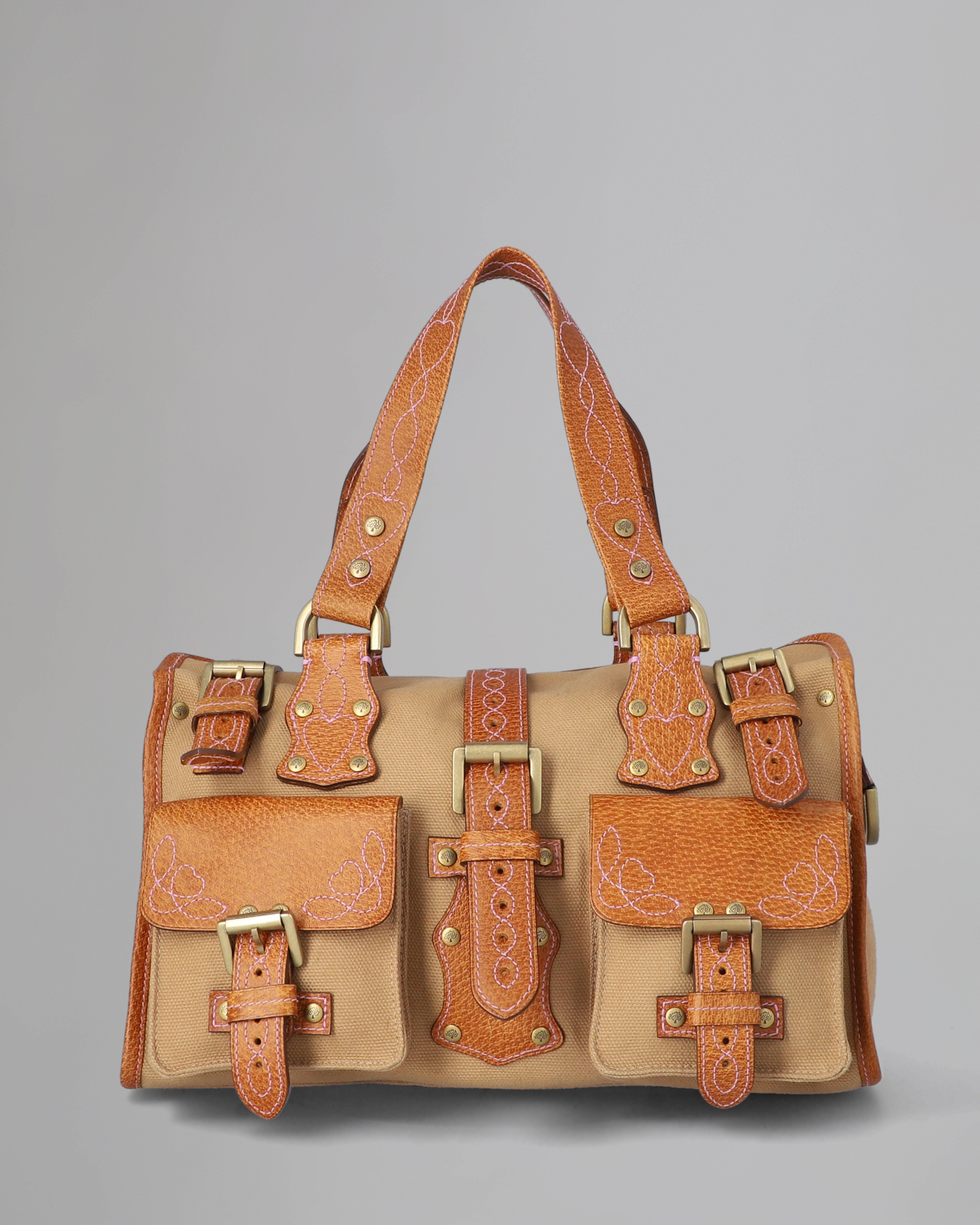 Mulberry | Roxanne | Pre-Loved | Beige & Tan Canvas & Leather