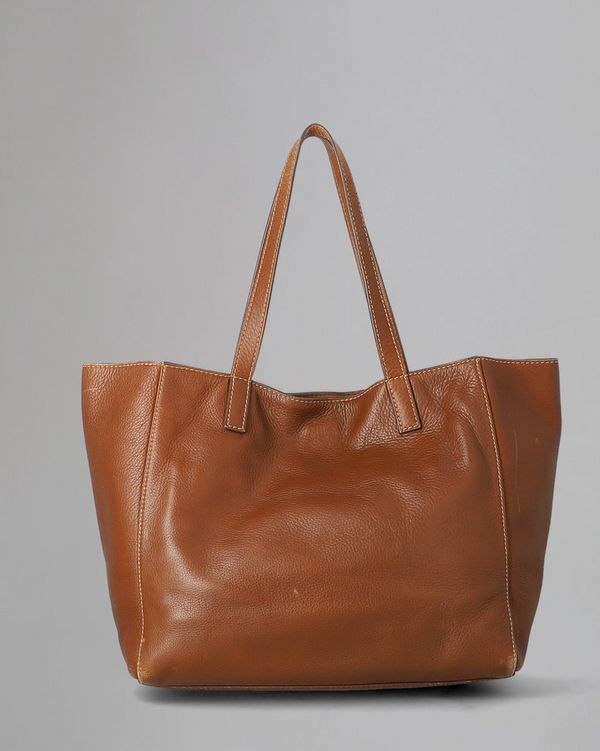 Tessie Tote Pre Loved Oak Small Soft Grain Leather Pre Loved Bags Mulberry