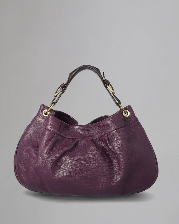 Mitzy East West Hobo Pre Loved Eggplant Pebbled Leather Pre Loved Bags Mulberry