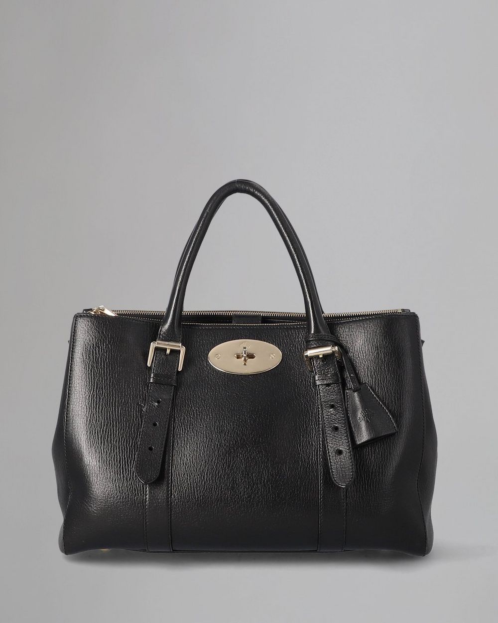 Mulberry Bayswater Large Double Zip Tote in Black Shiny Goat Leather - SOLD