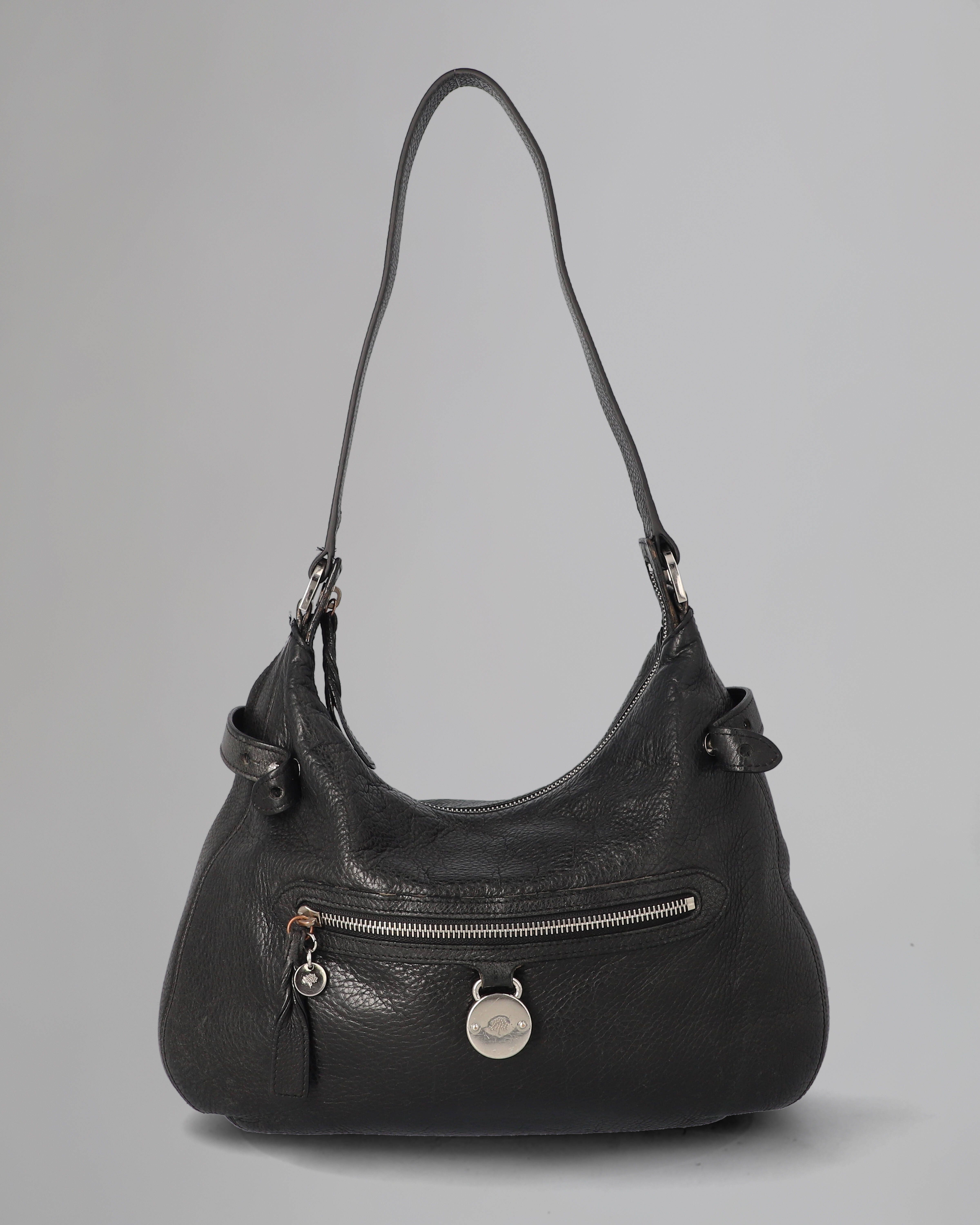 Black hobo bag with silver hardware best sale