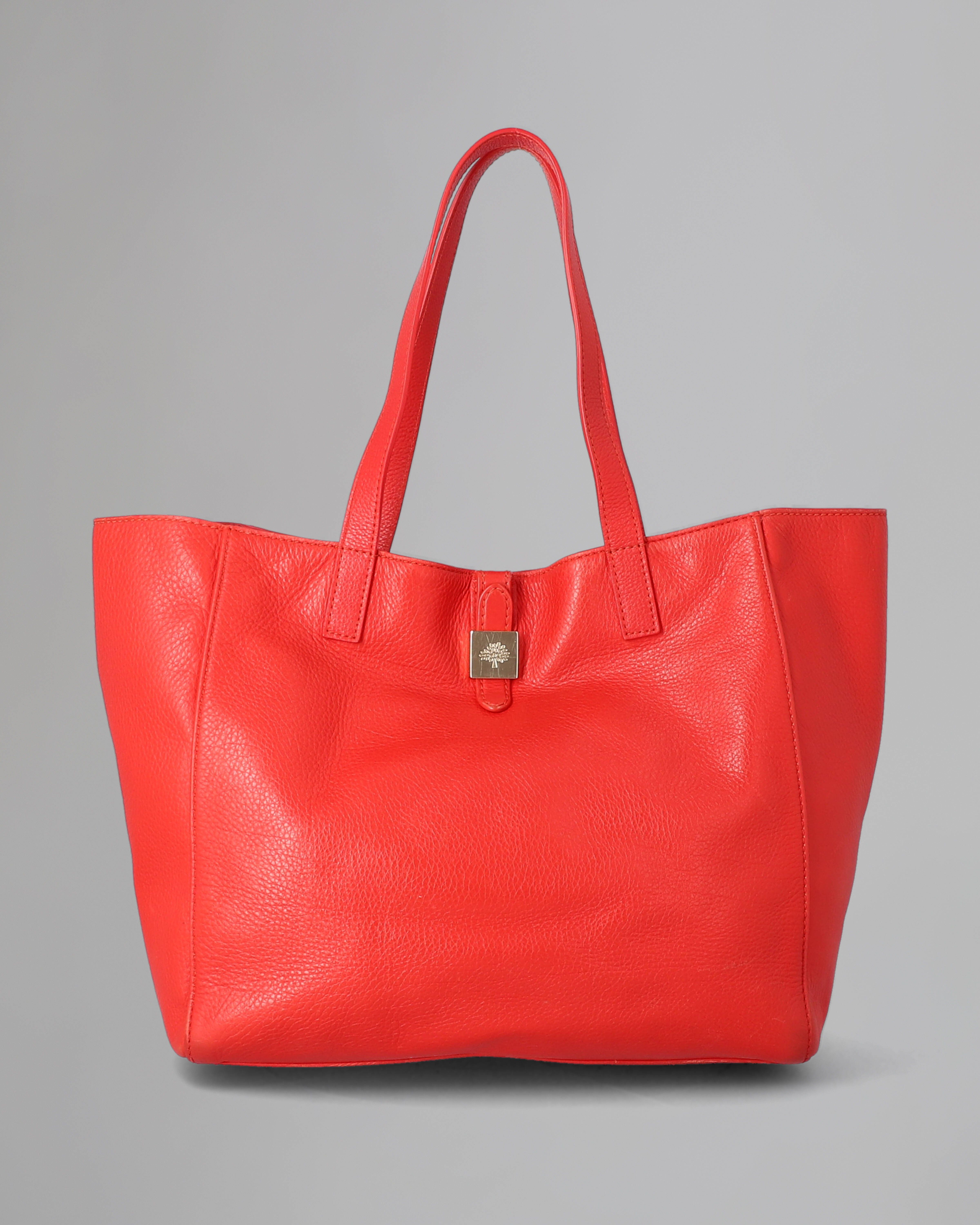 Tessie Tote Pre Loved Poppy Red Soft Grain Leather Pre Loved Bags Mulberry