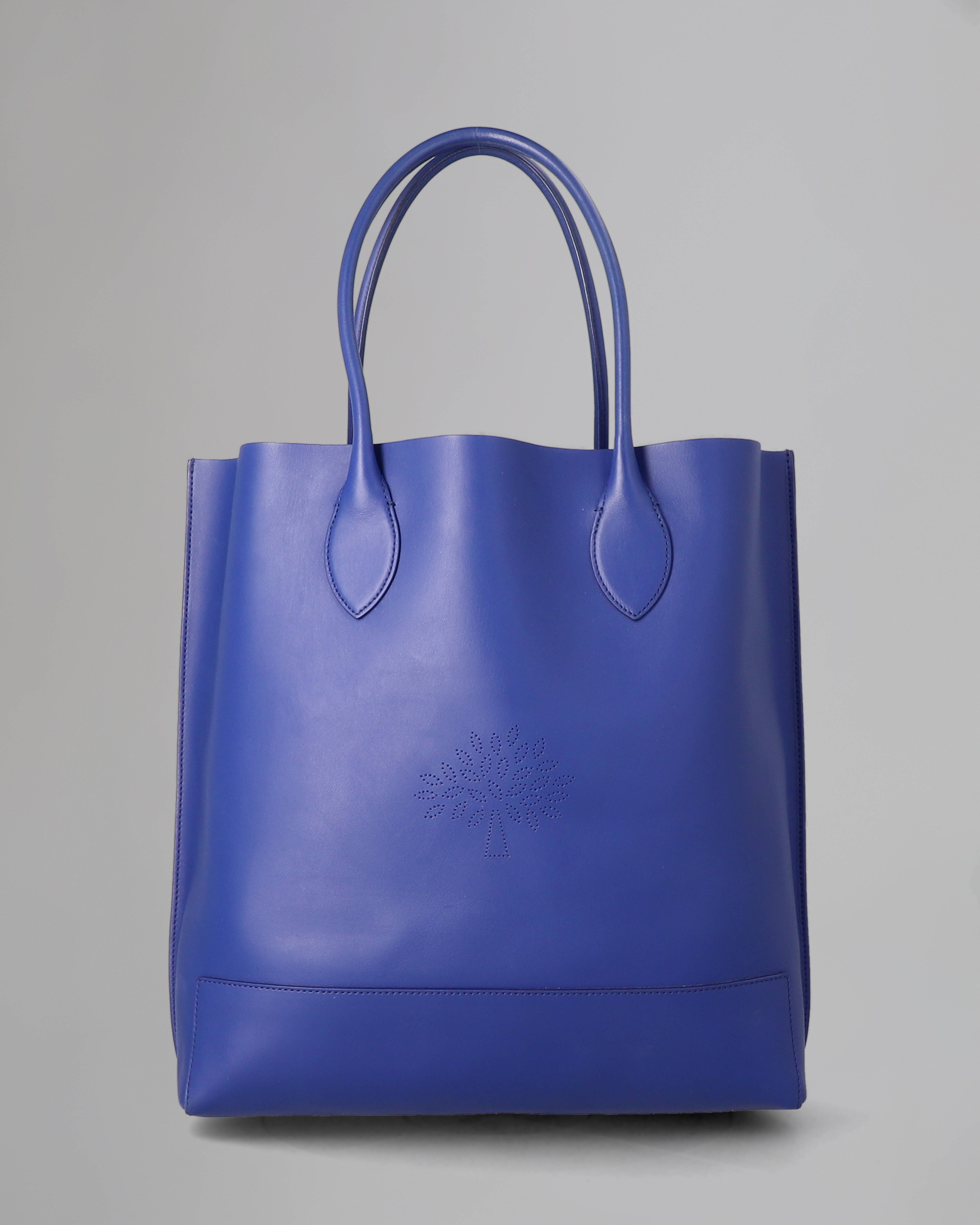 Blossom Tote Pre Loved Neon Blue Calf Nappa Pre Loved Bags Mulberry