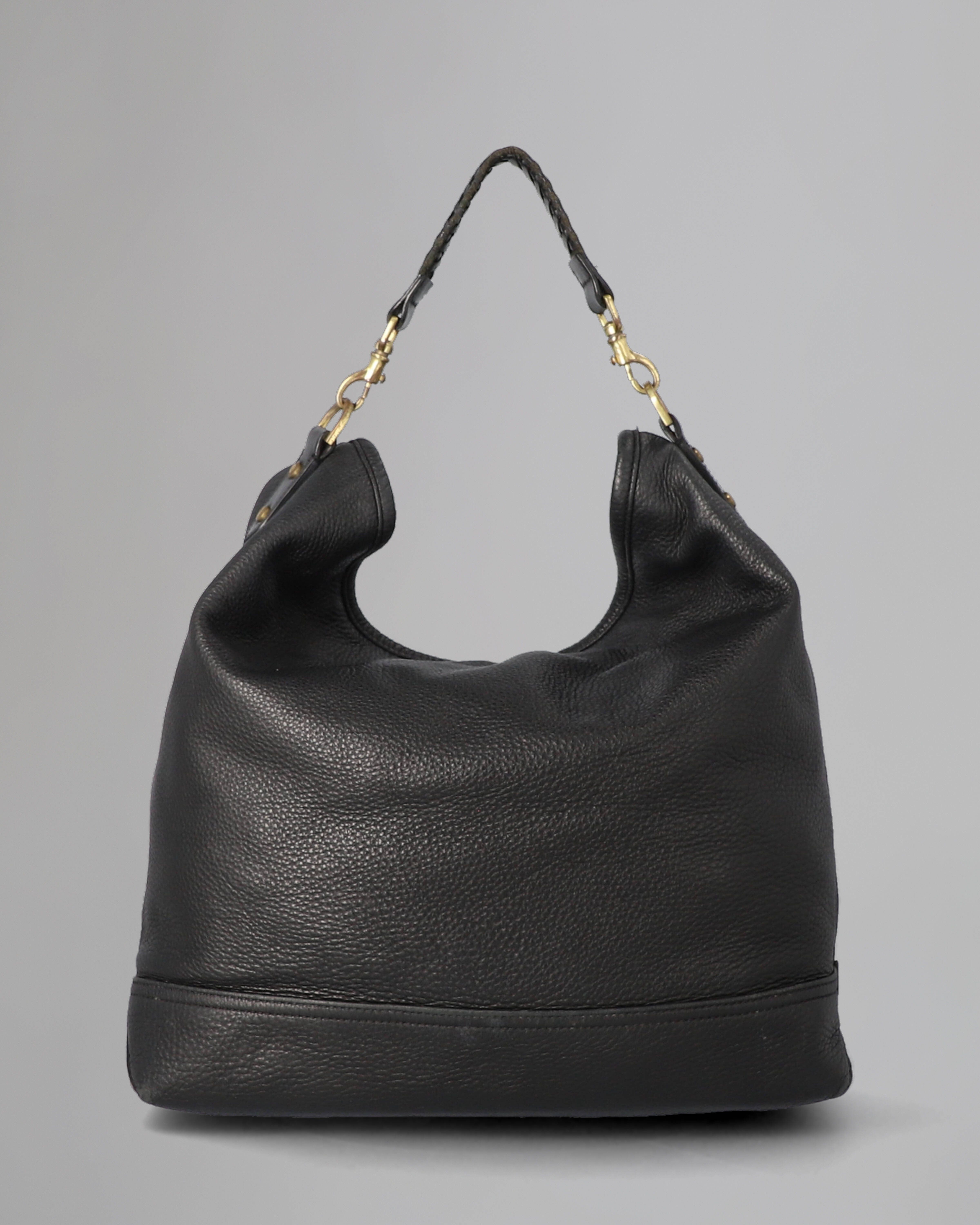 Effie Hobo Pre Loved Black Spongy Pebbled Leather Pre Loved Bags Mulberry