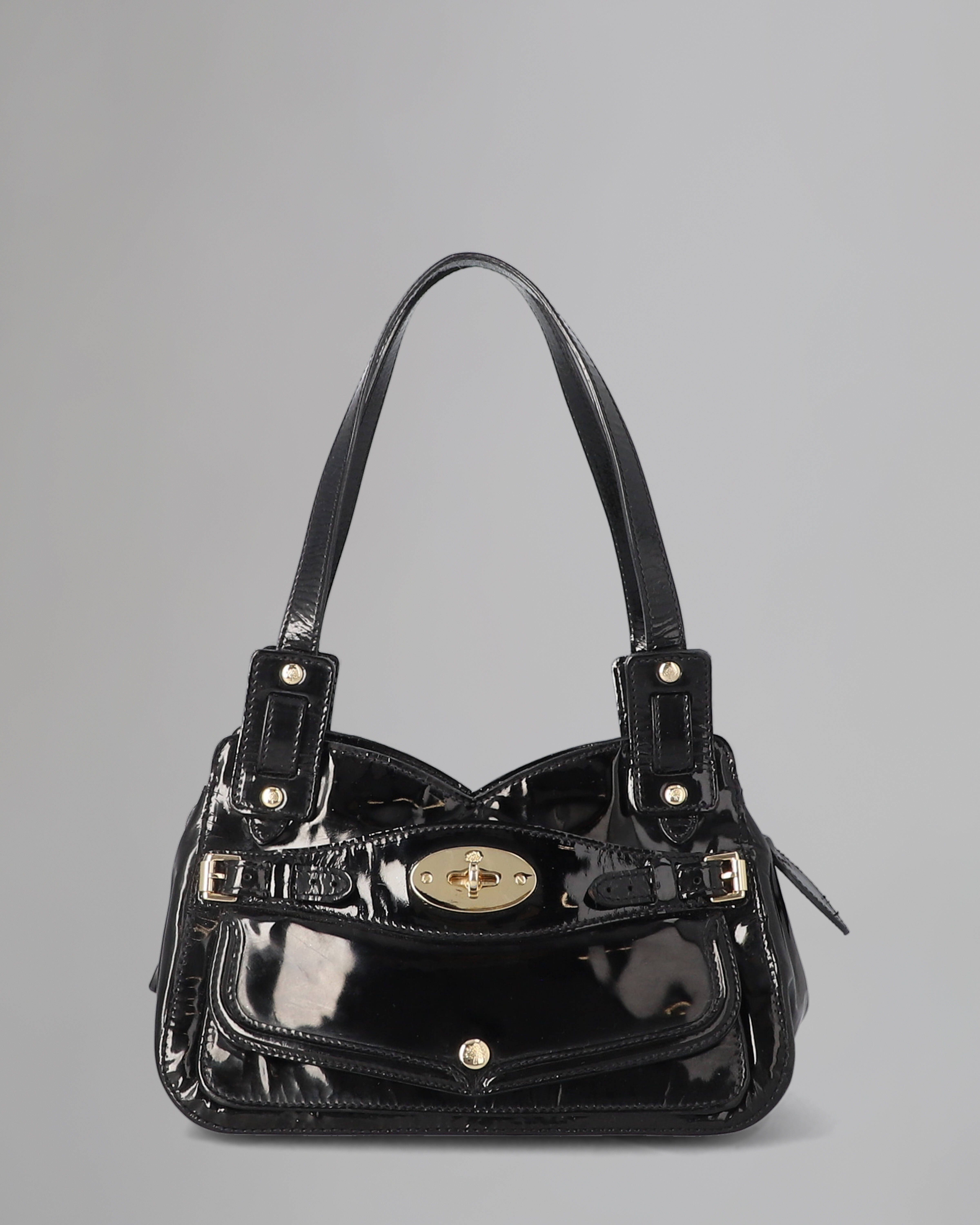 Small black hot sale patent bag