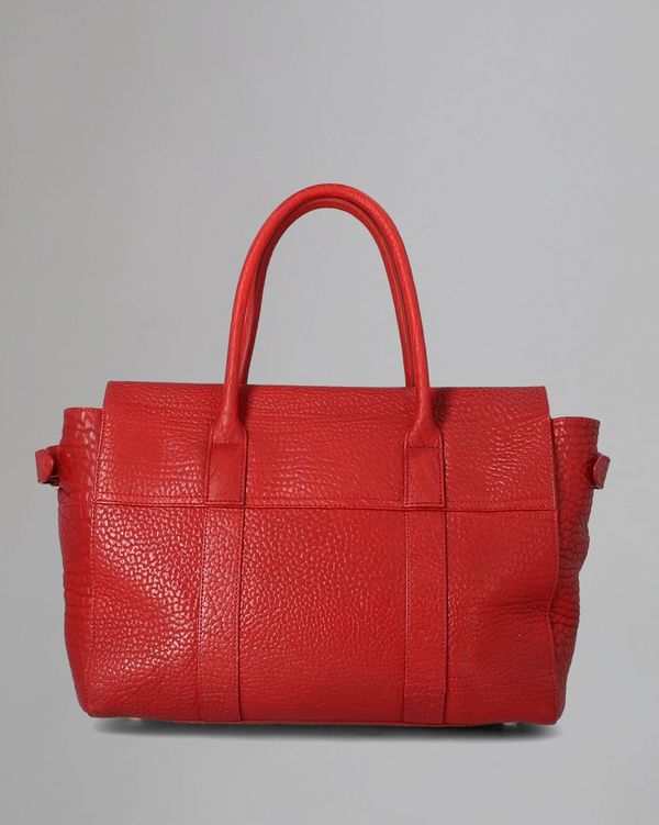 Bayswater Buckle Pre Loved Poppy Red Shrunken Calf Pre Loved Bags Mulberry