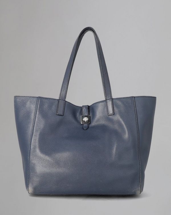 Tessie Tote Pre Loved Regal Blue Soft Small Grain Pre Loved Bags Mulberry