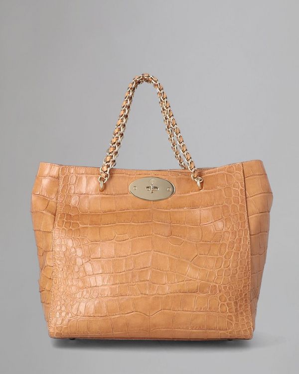 Medium Cecily Pre Loved Biscuit Brown Soft Croc Print Pre Loved Bags Mulberry