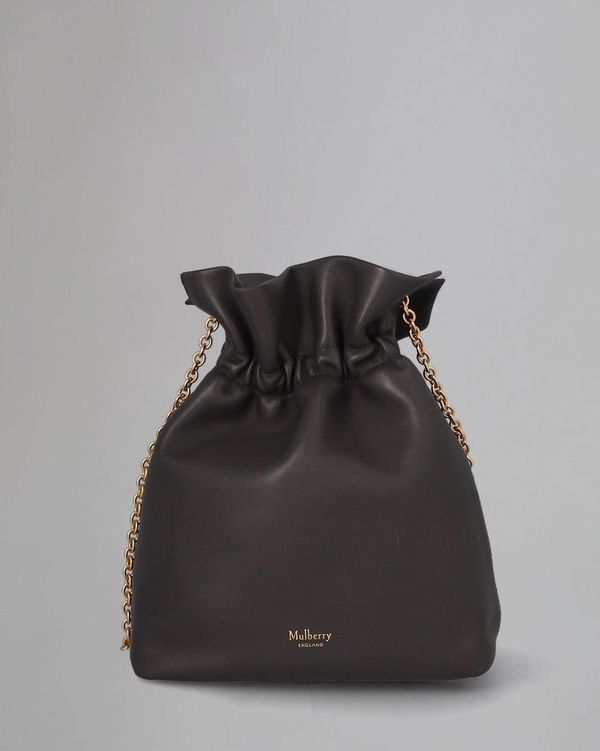 Lynton Mini Bucket Pre Loved Charcoal Grey Soft Lamb Nappa Pre Loved Bags Mulberry