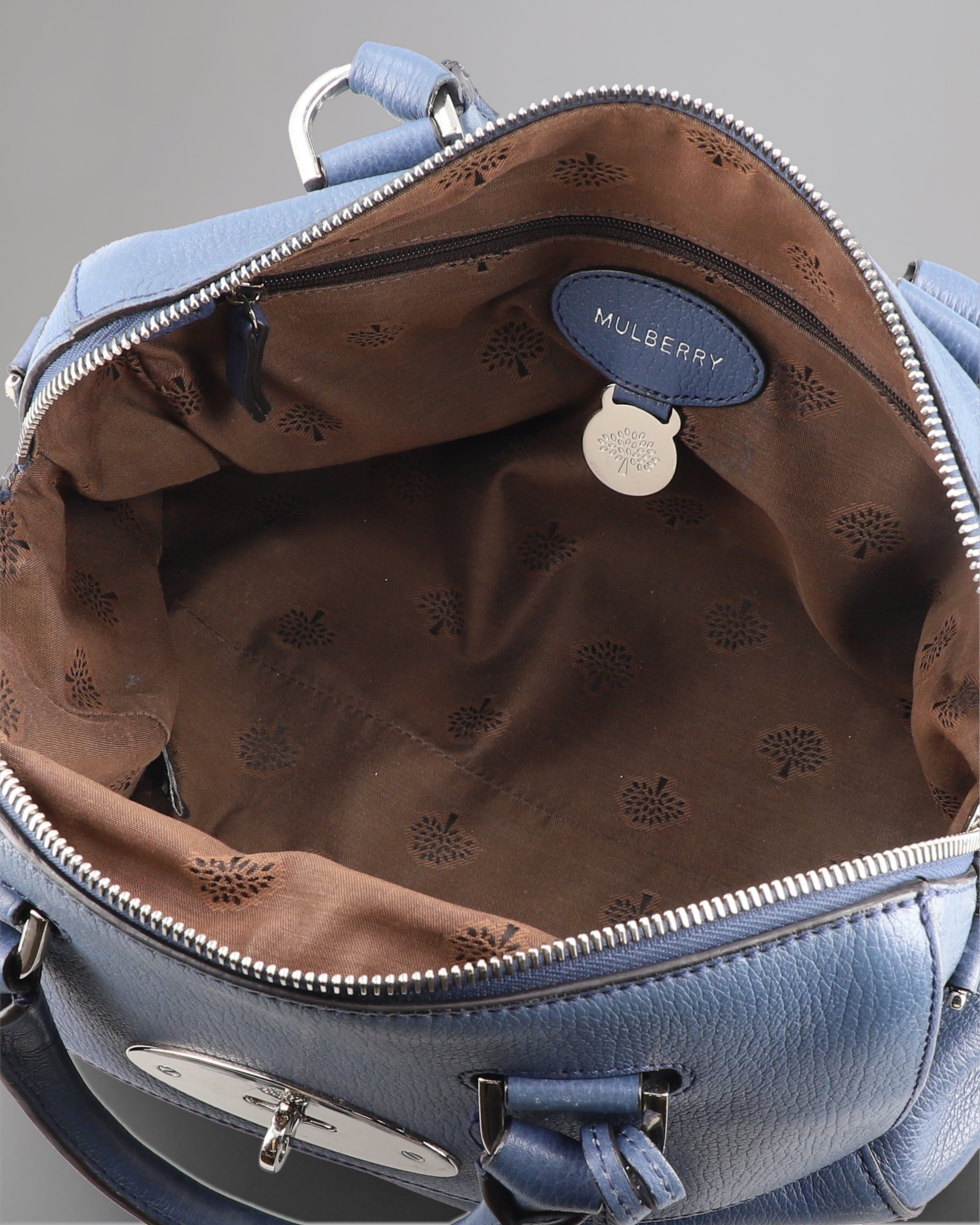 Mulberry Small Del Rey Pre-Loved Slate Blue Grainy Print