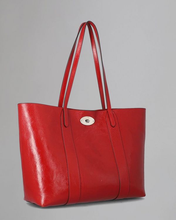 Bayswater Tote Pre Loved Lancaster Red Glossy NVT Pre Loved Bags Mulberry