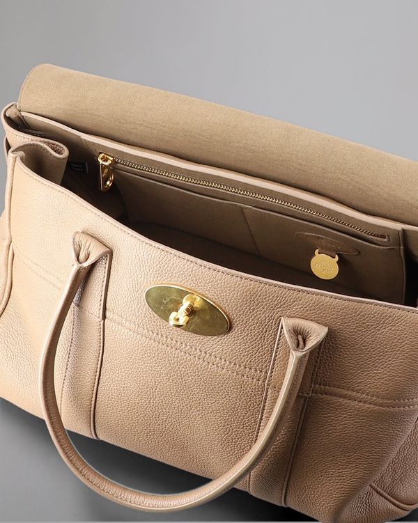 Bayswater Pre Loved Dark Beige Small Classic Grain Pre Loved Bags Mulberry