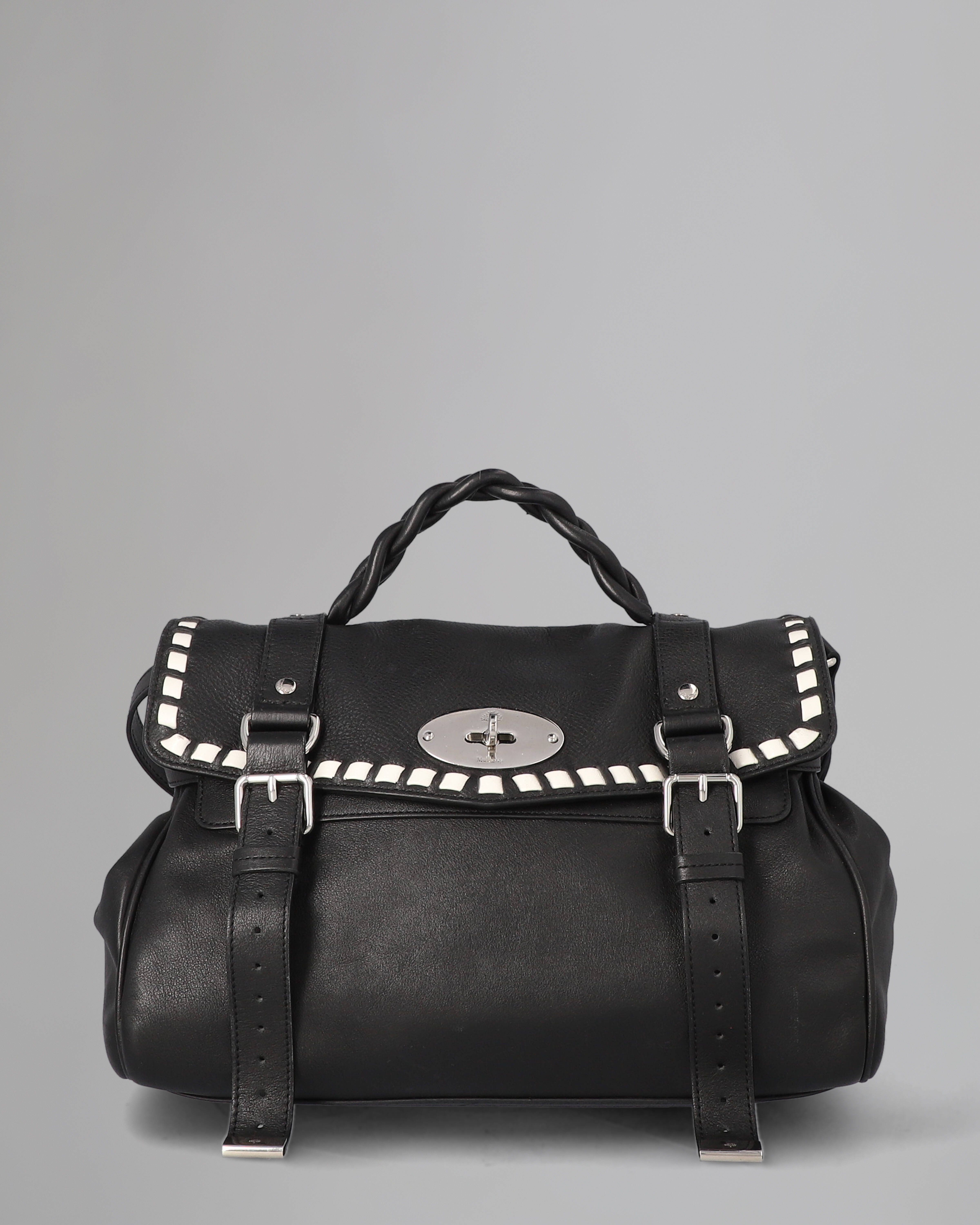 Mulberry | Alexa | Pre-Loved | Black & White Whipstitch | Pre
