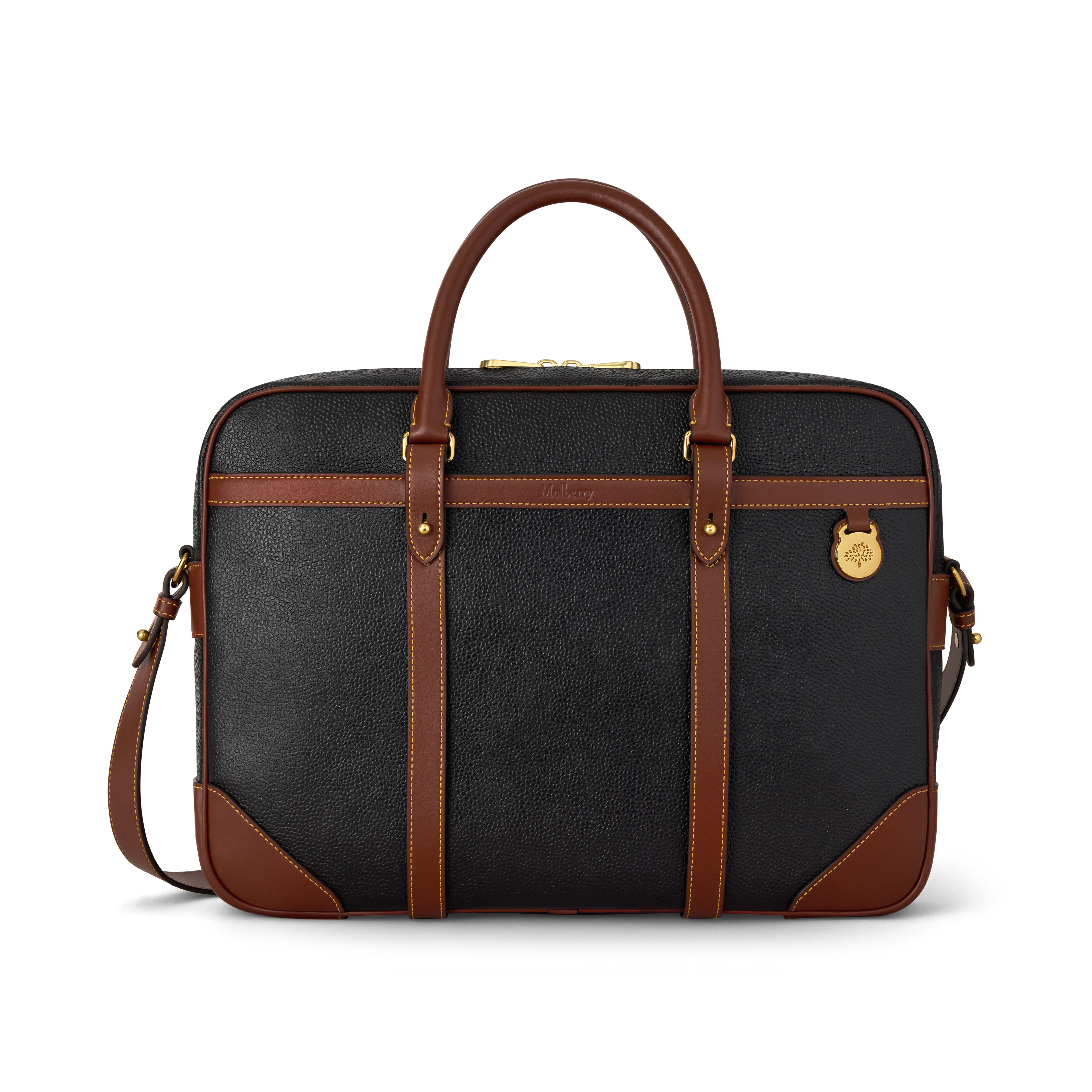 Mulberry Men's Heritage Briefcase Black-Cognac