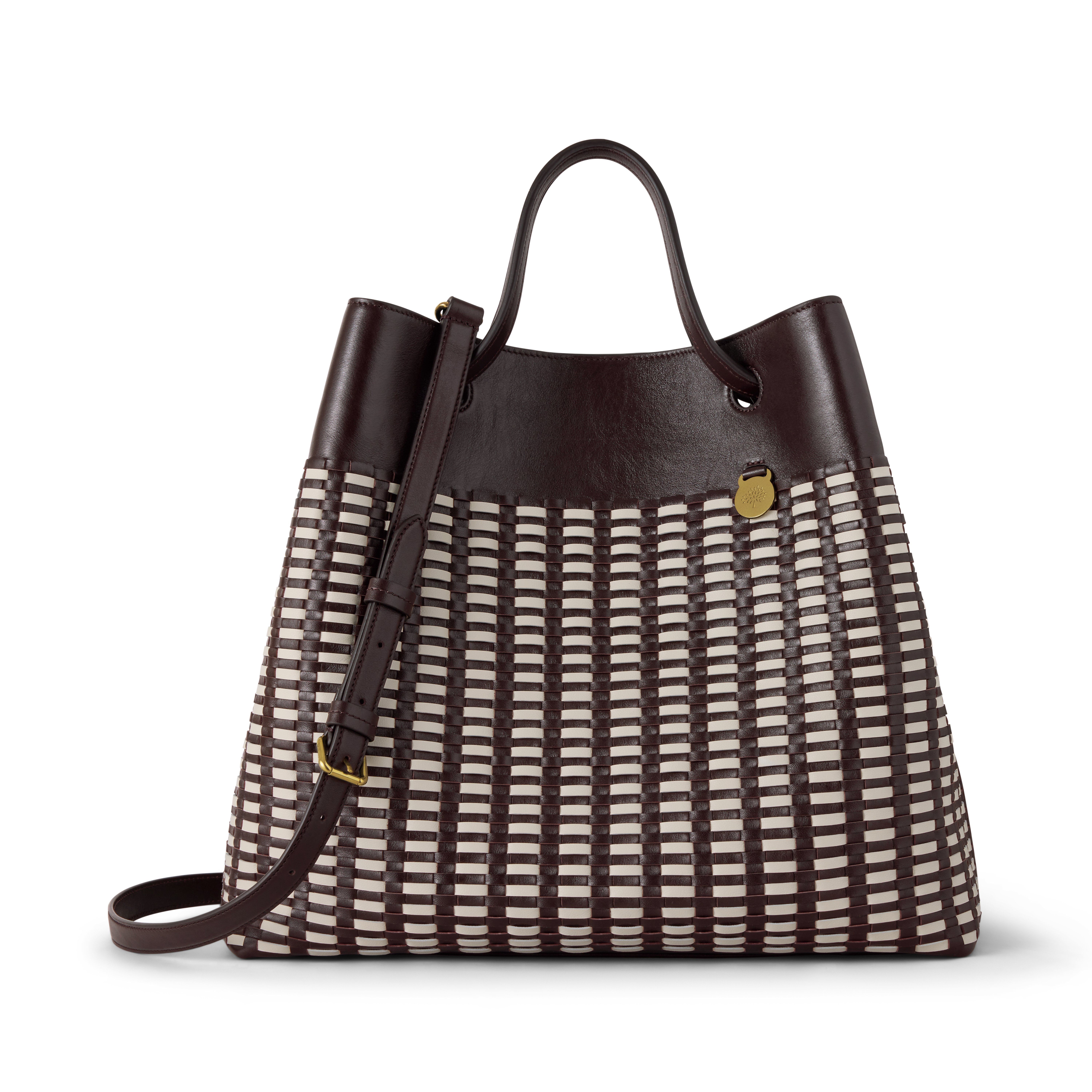 Mulberry Women's Leather Woven Tote Ebony-Eggshell