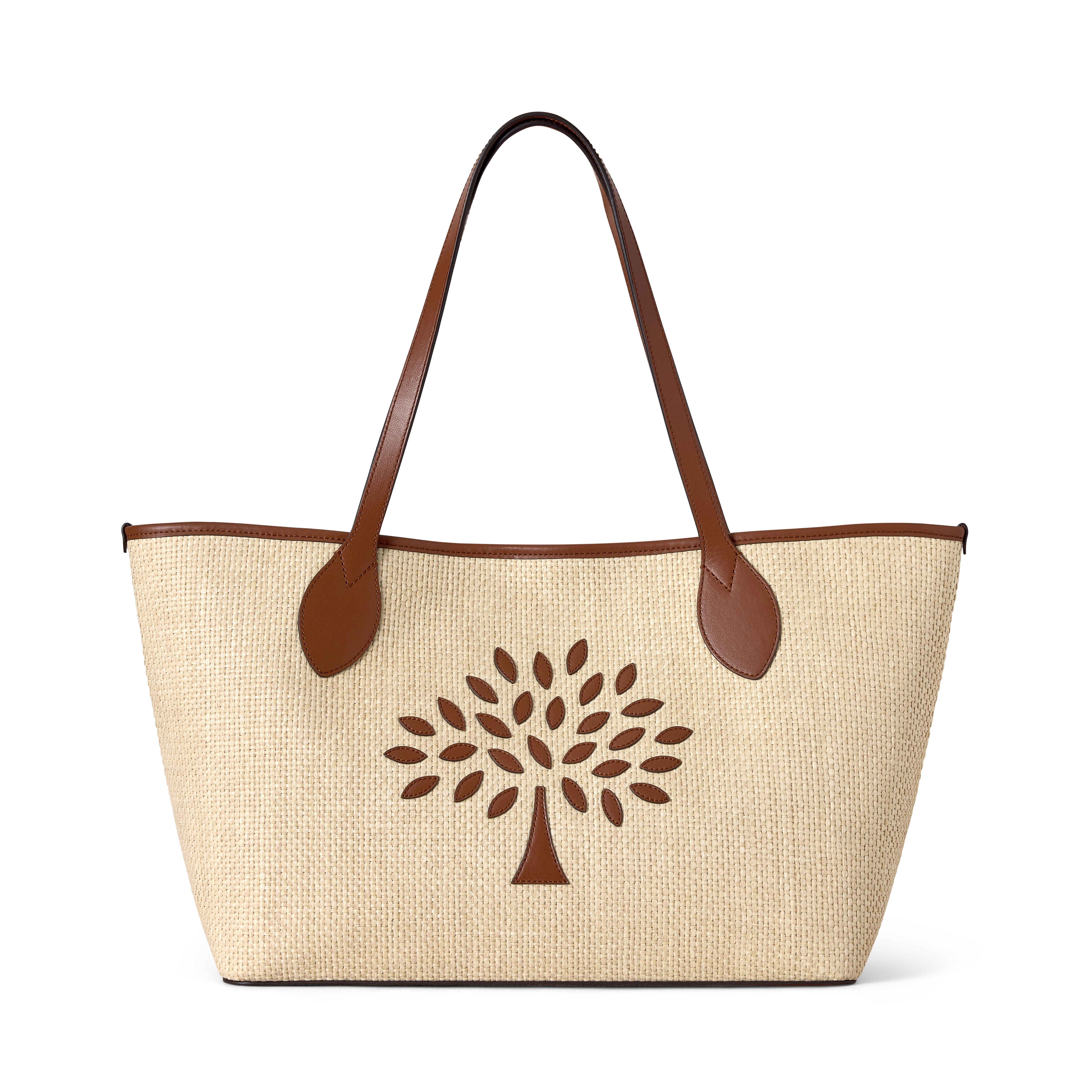 Mulberry Women's Leather Tree Tote - Raffia Ecru-Bright Oak