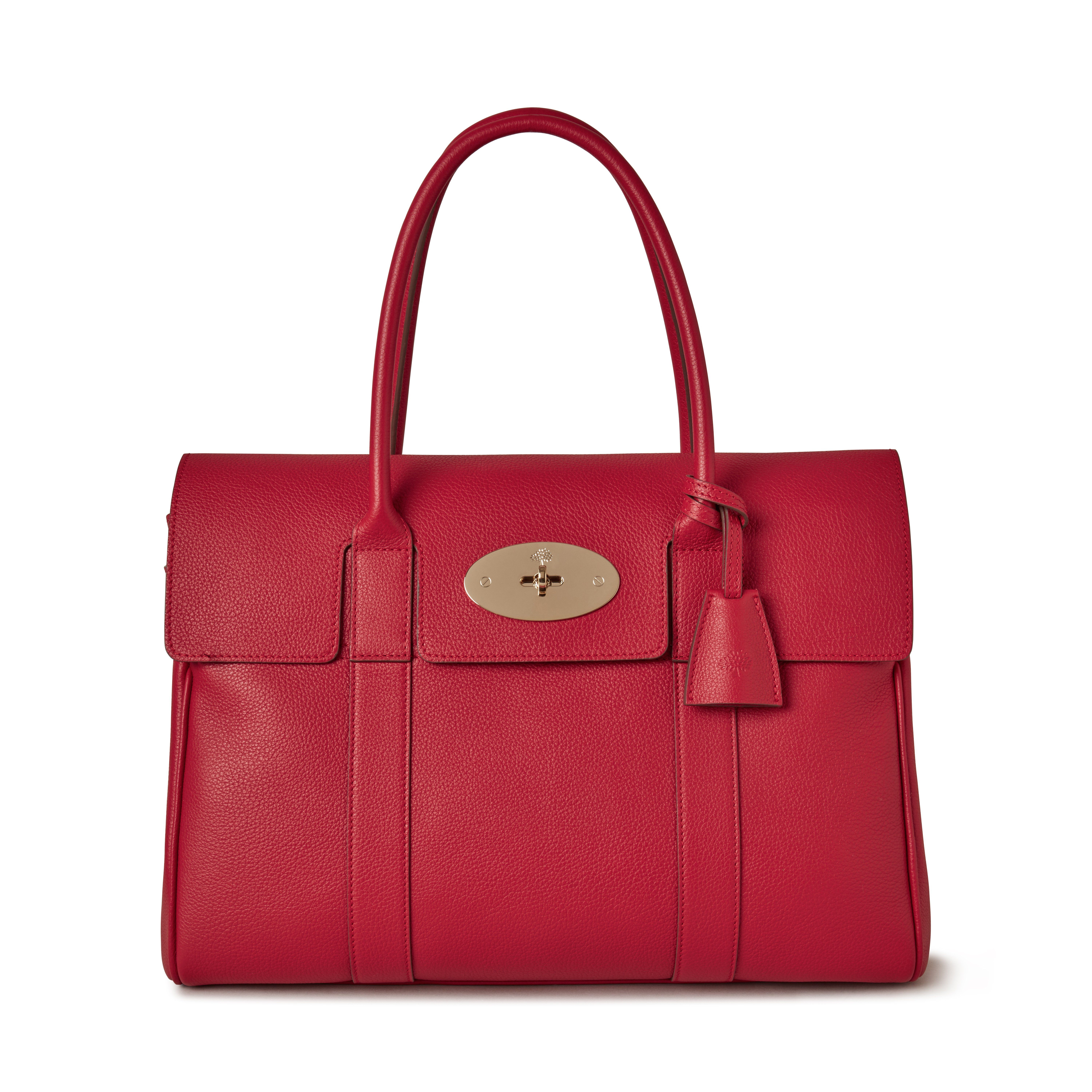 Mulberry Bayswater Pebbled Leather Satchel In Scarlet Red