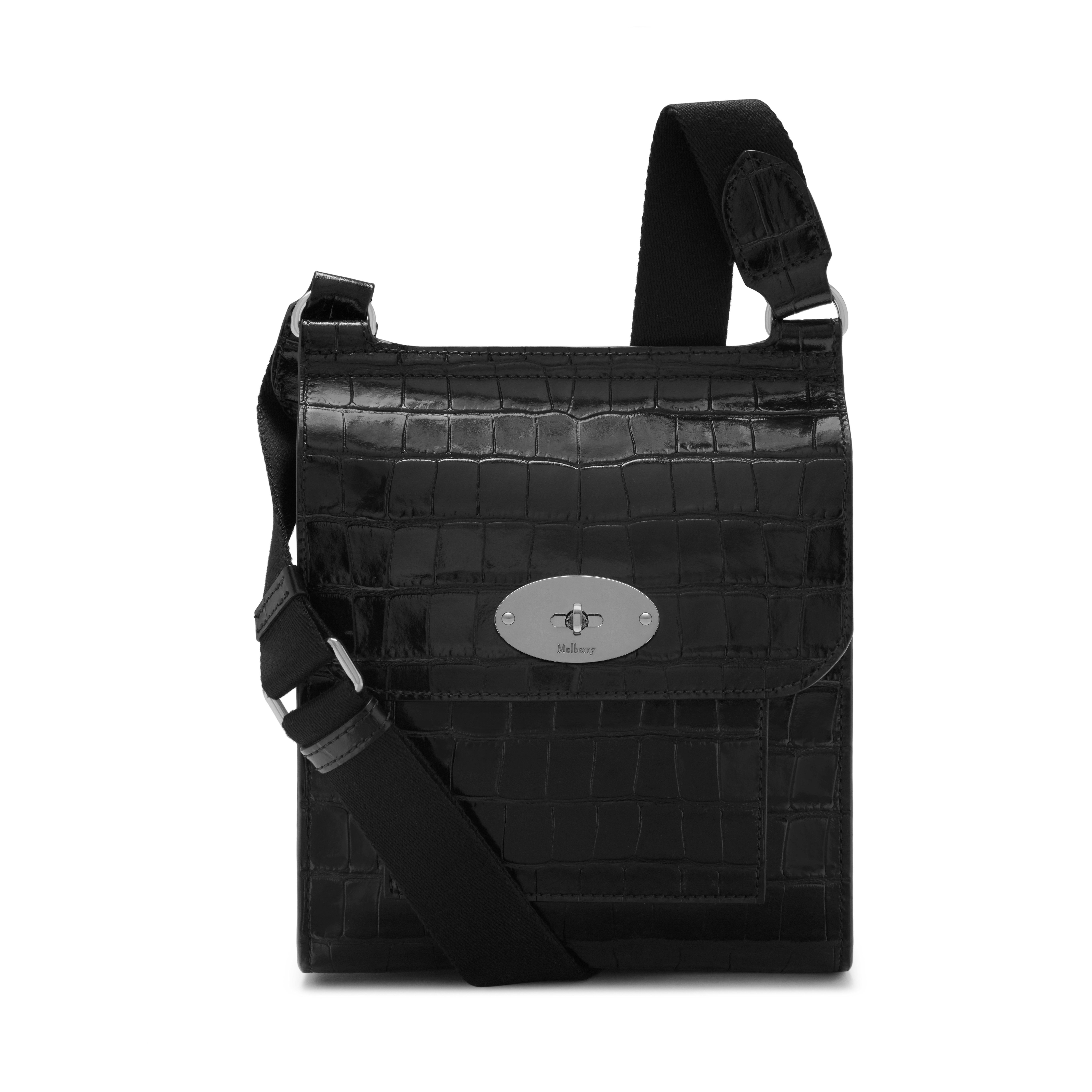 small black croc bag