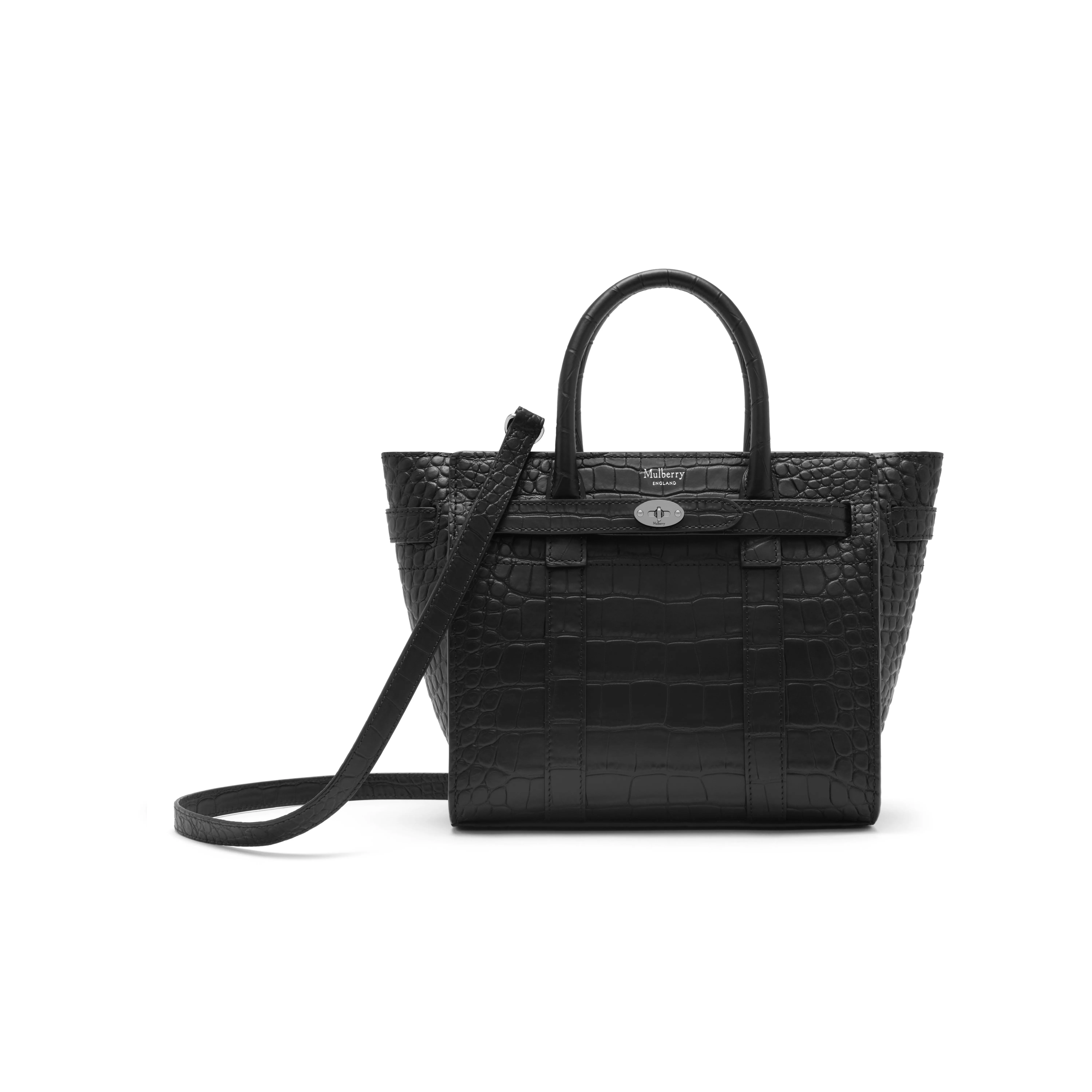 mulberry black croc purse