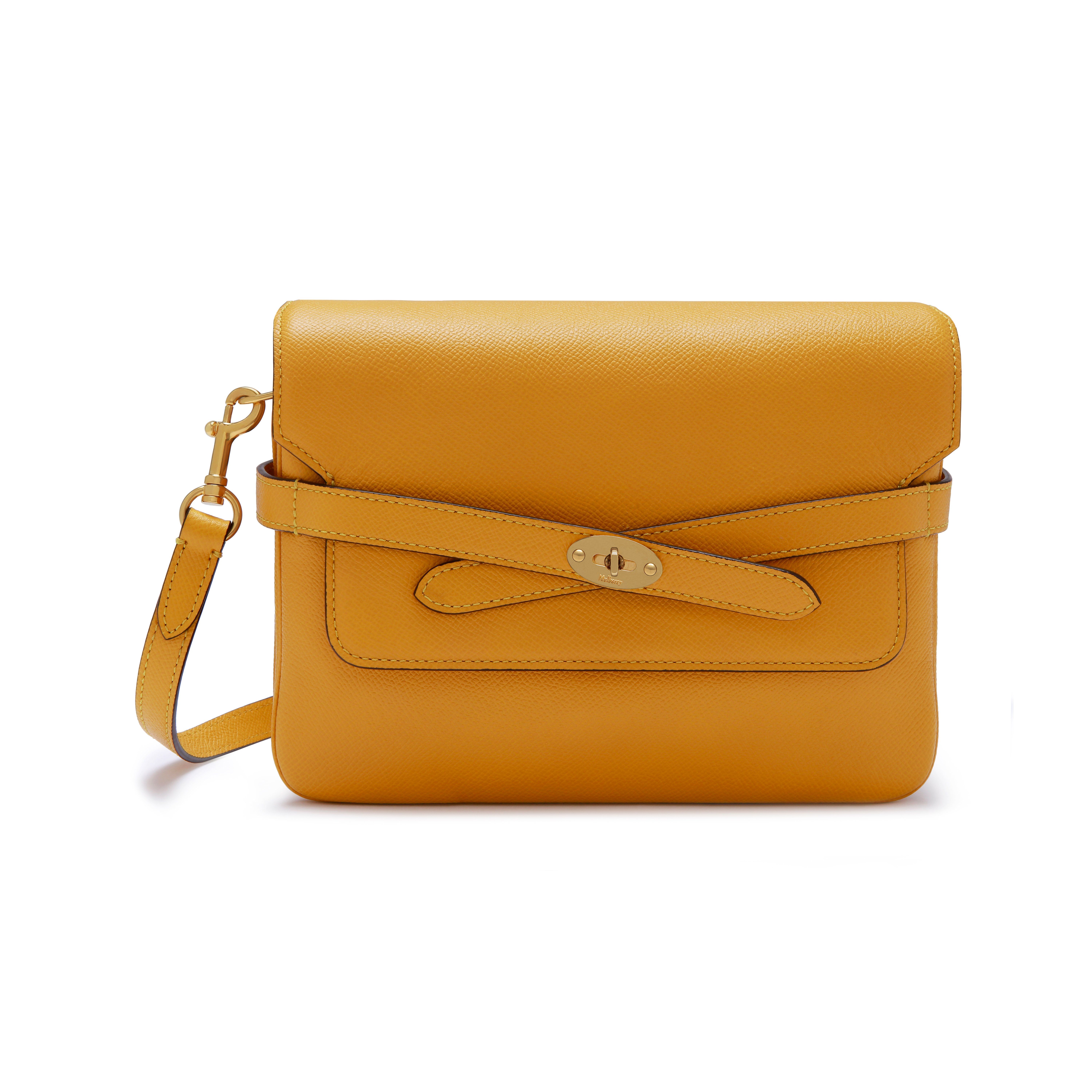 Belted Bayswater Satchel | Deep Amber Small Printed Grain | Women ...