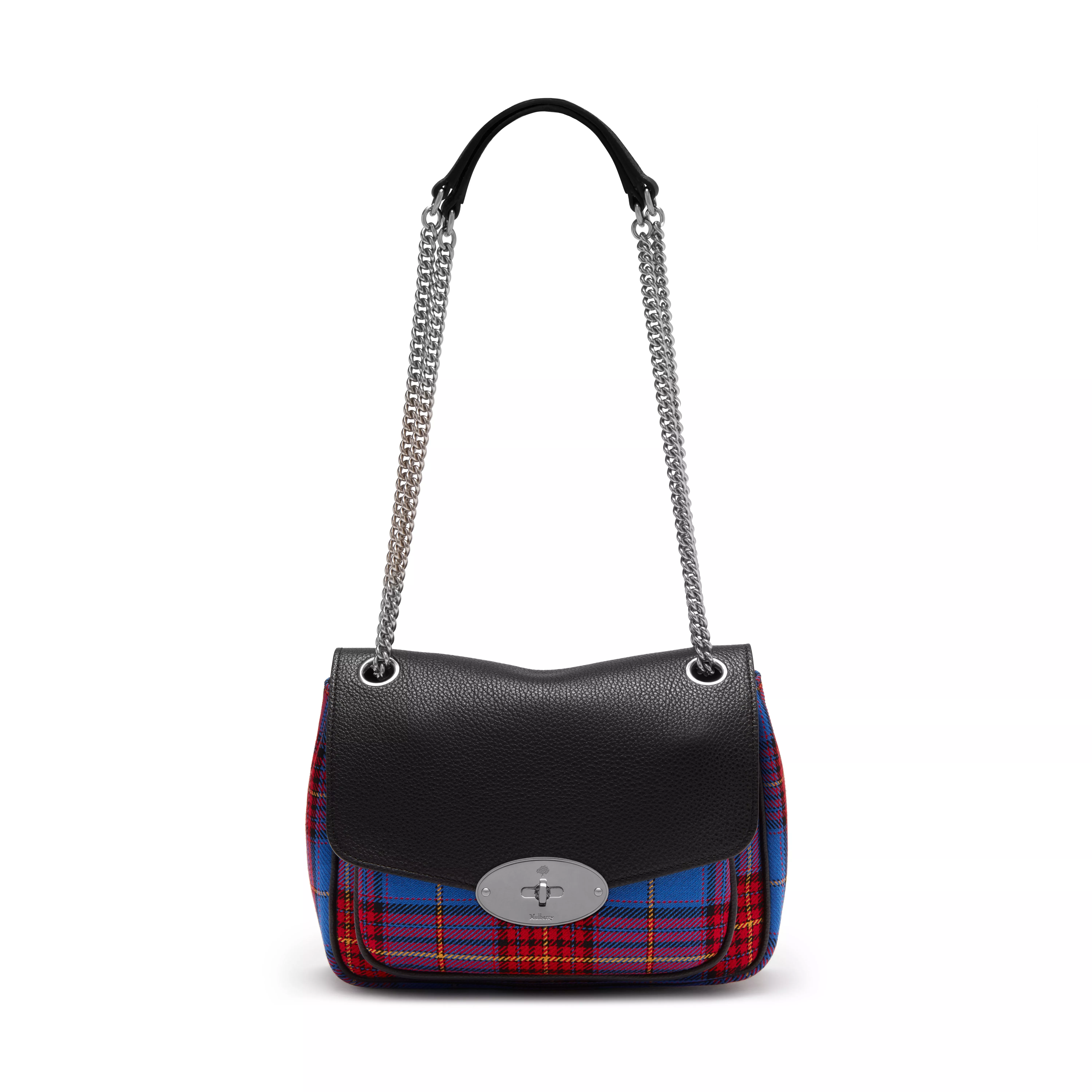 blue tartan bag