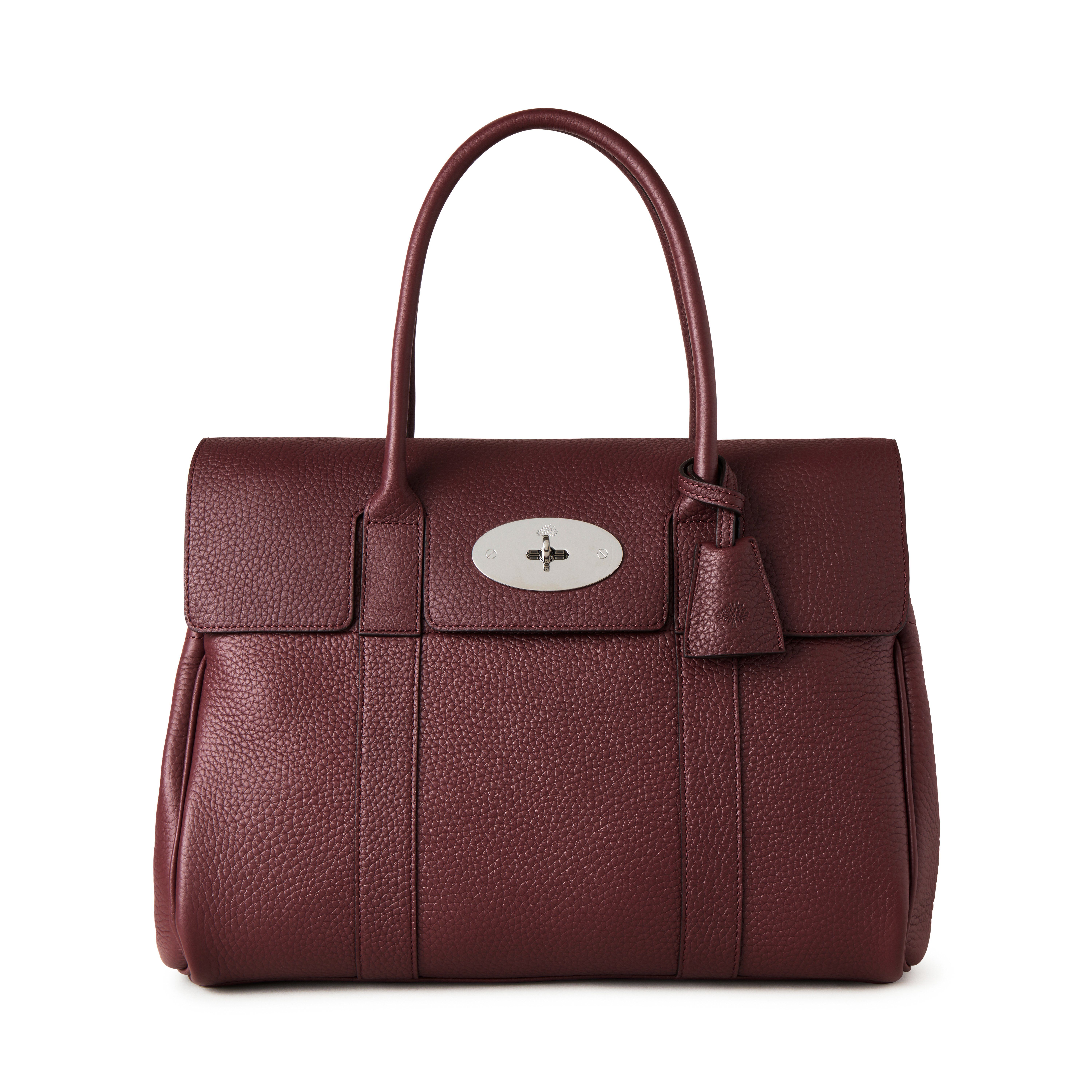 Mulberry Bayswater Grained Leather Satchel In Black Cherry