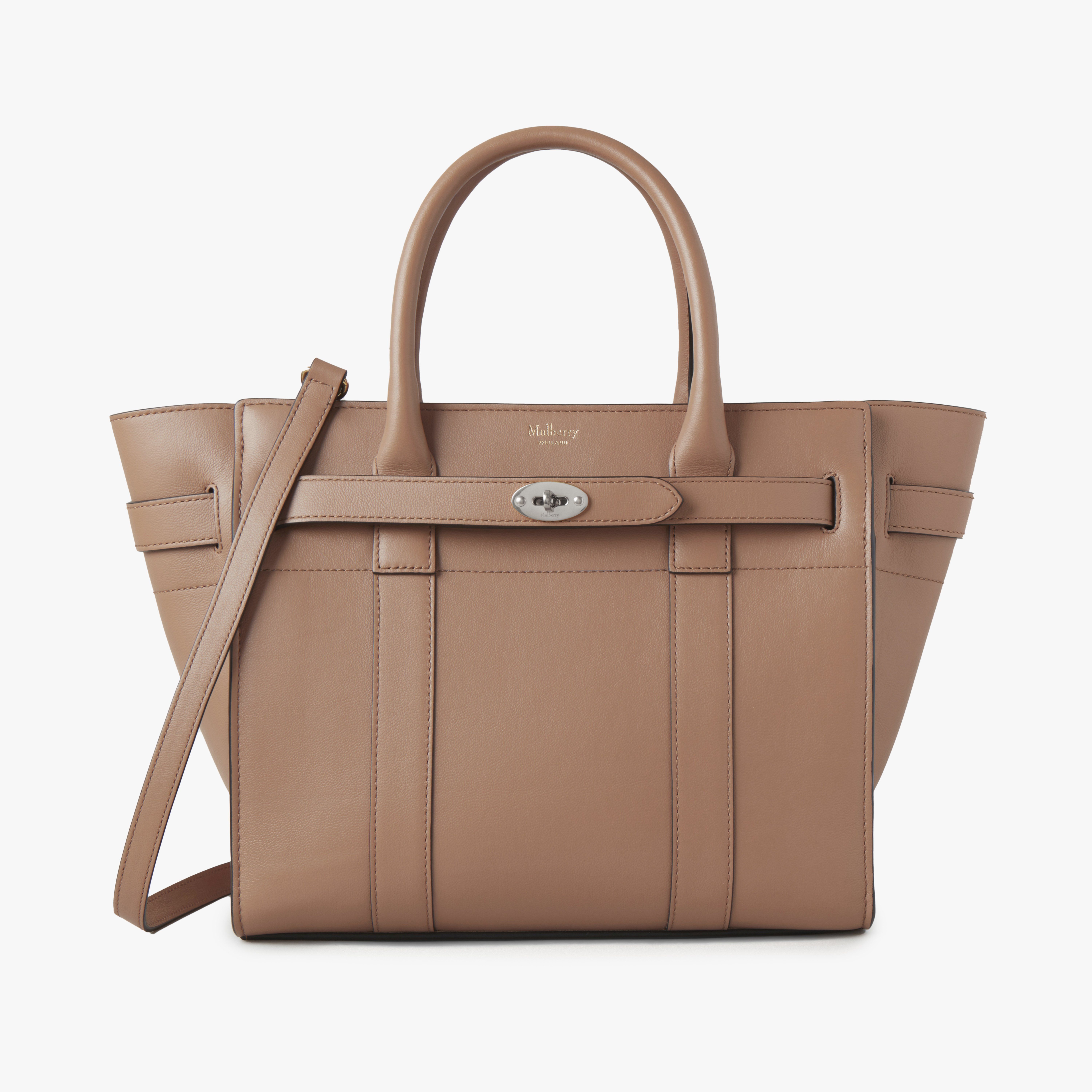 Mulberry Small Zipped Bayswater Leather Satchel In Sable