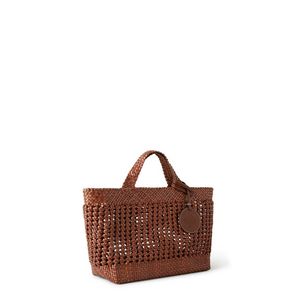 Small Woven Leather Tote, Vintage Oak Bovine Leather