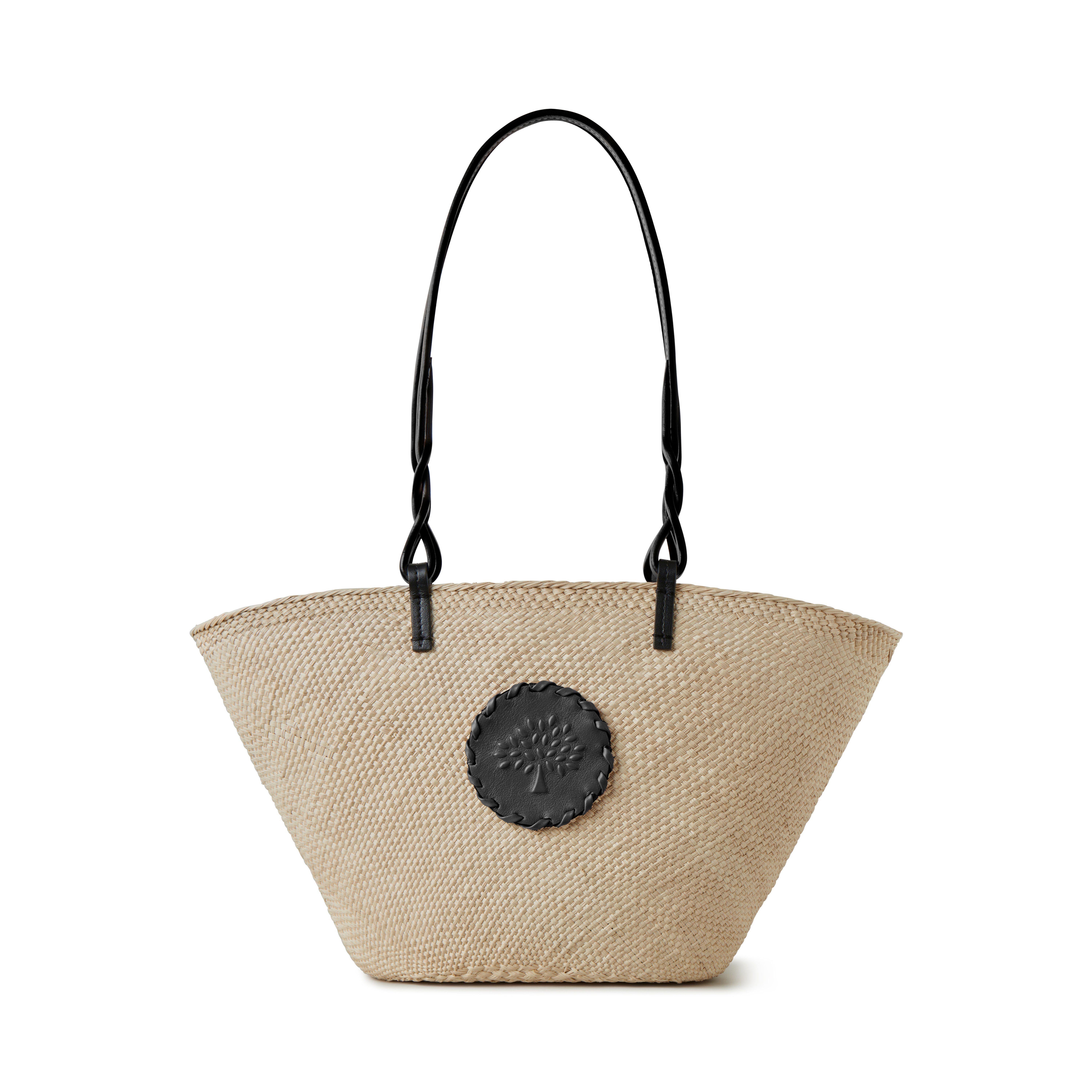 Shop Mulberry Raffia Basket Tote In Natural-black