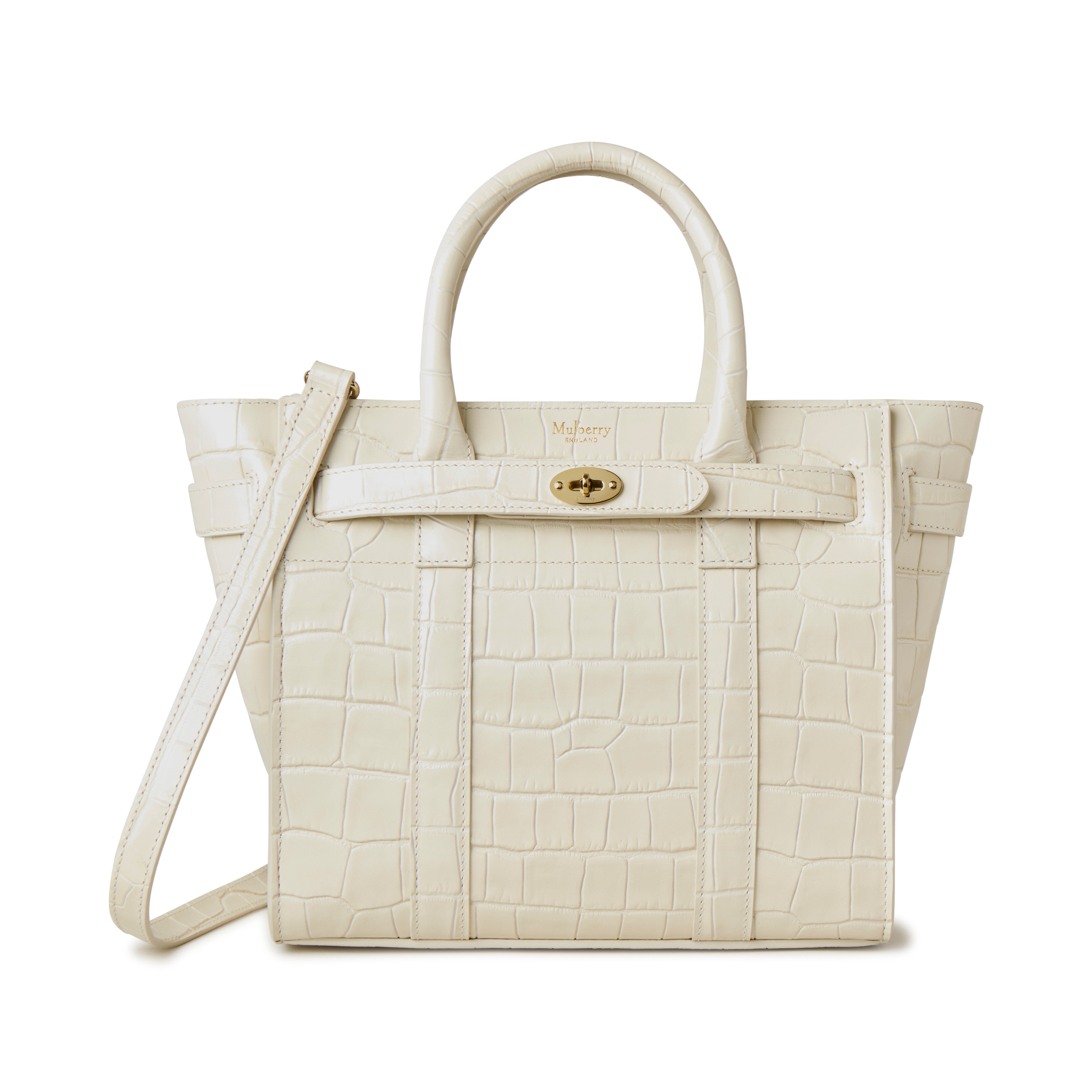 Shop Mulberry Mini Zipped Bayswater In Eggshell