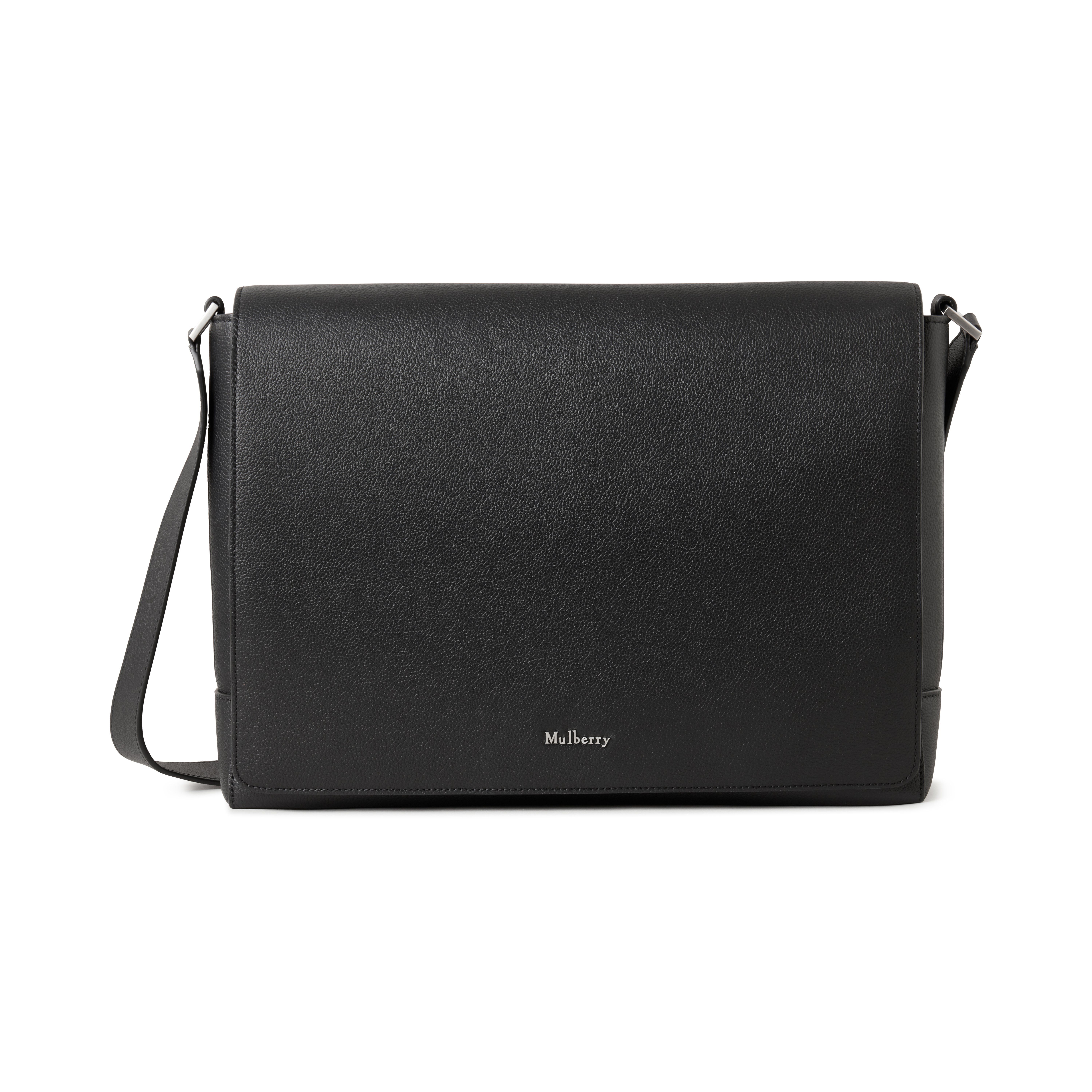 Mulberry Schwarz Men's Farringdon Kuriertasche - Feine, Strukturierte Narbung In