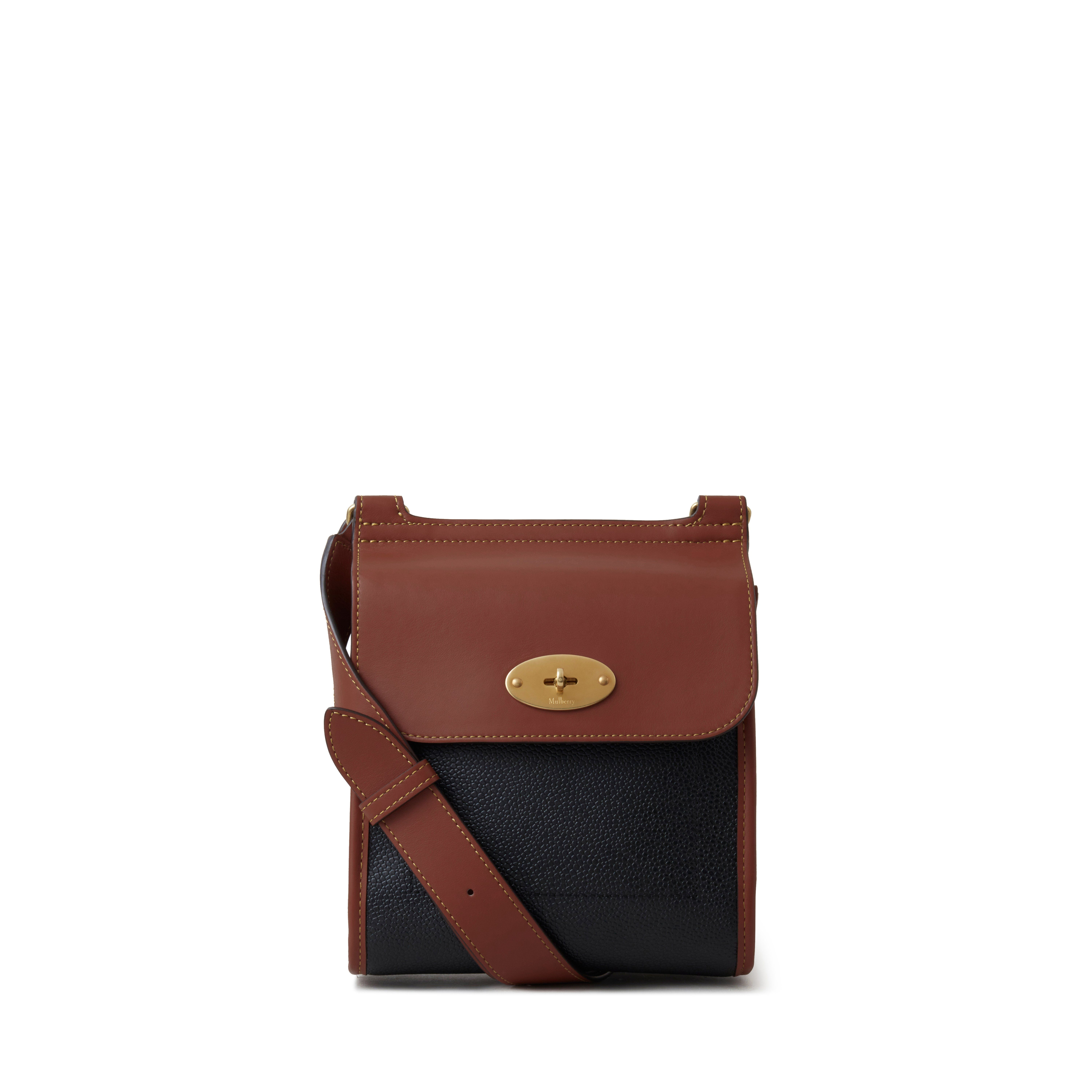 Mulberry Small Antony In Black-cognac