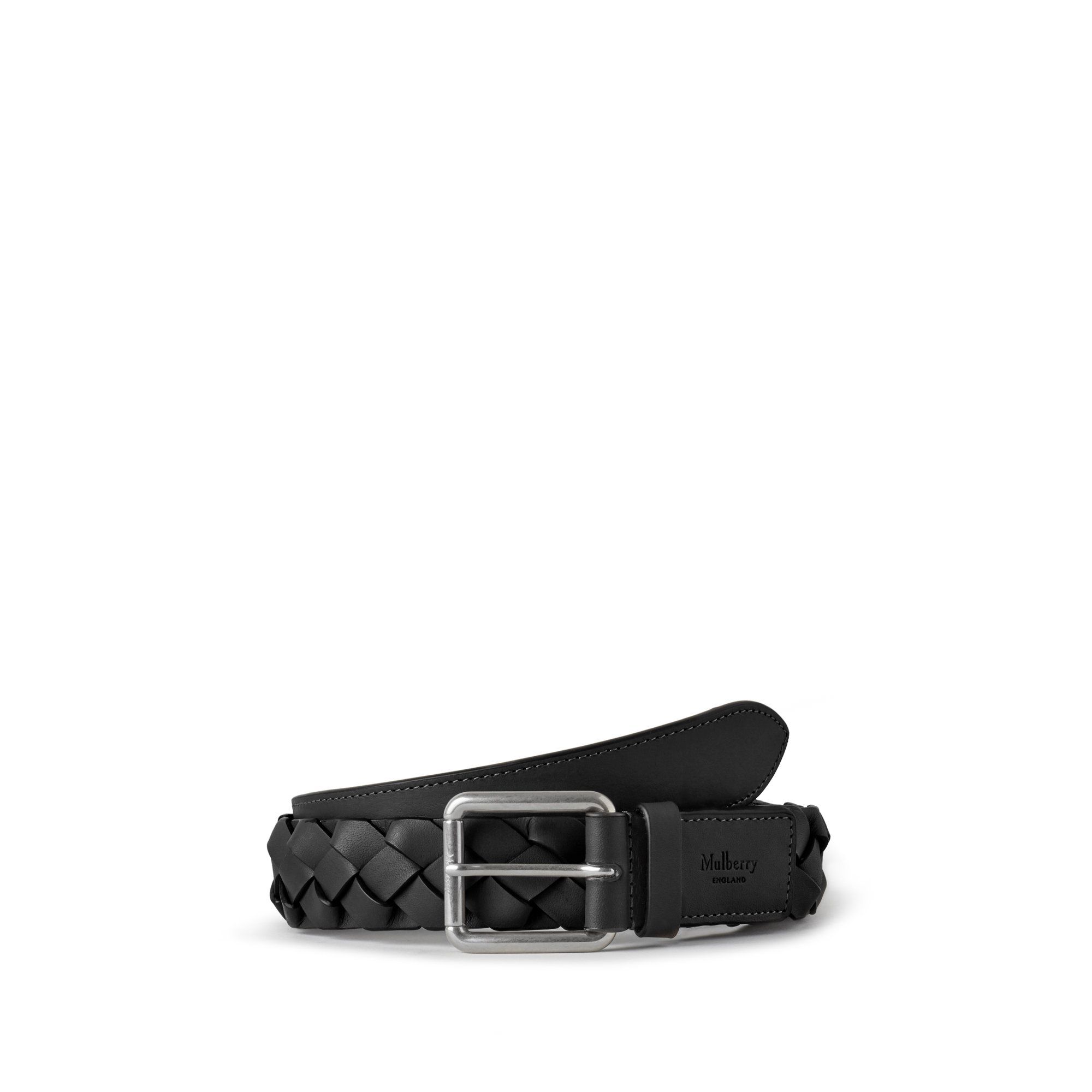 Mulberry 4cm Braided Leather Belt In Black