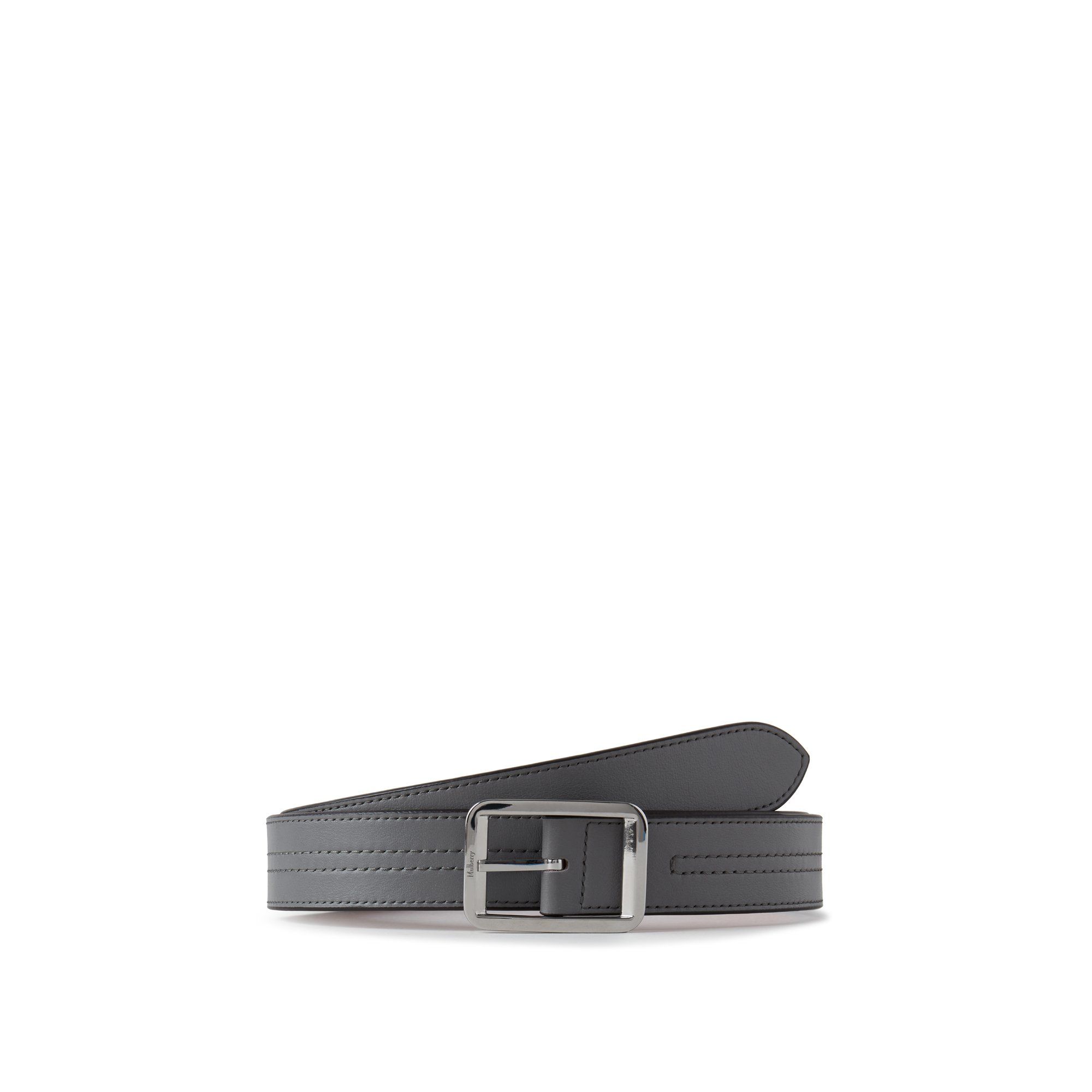 Mulberry Stitched Reversible Belt In Charcoal